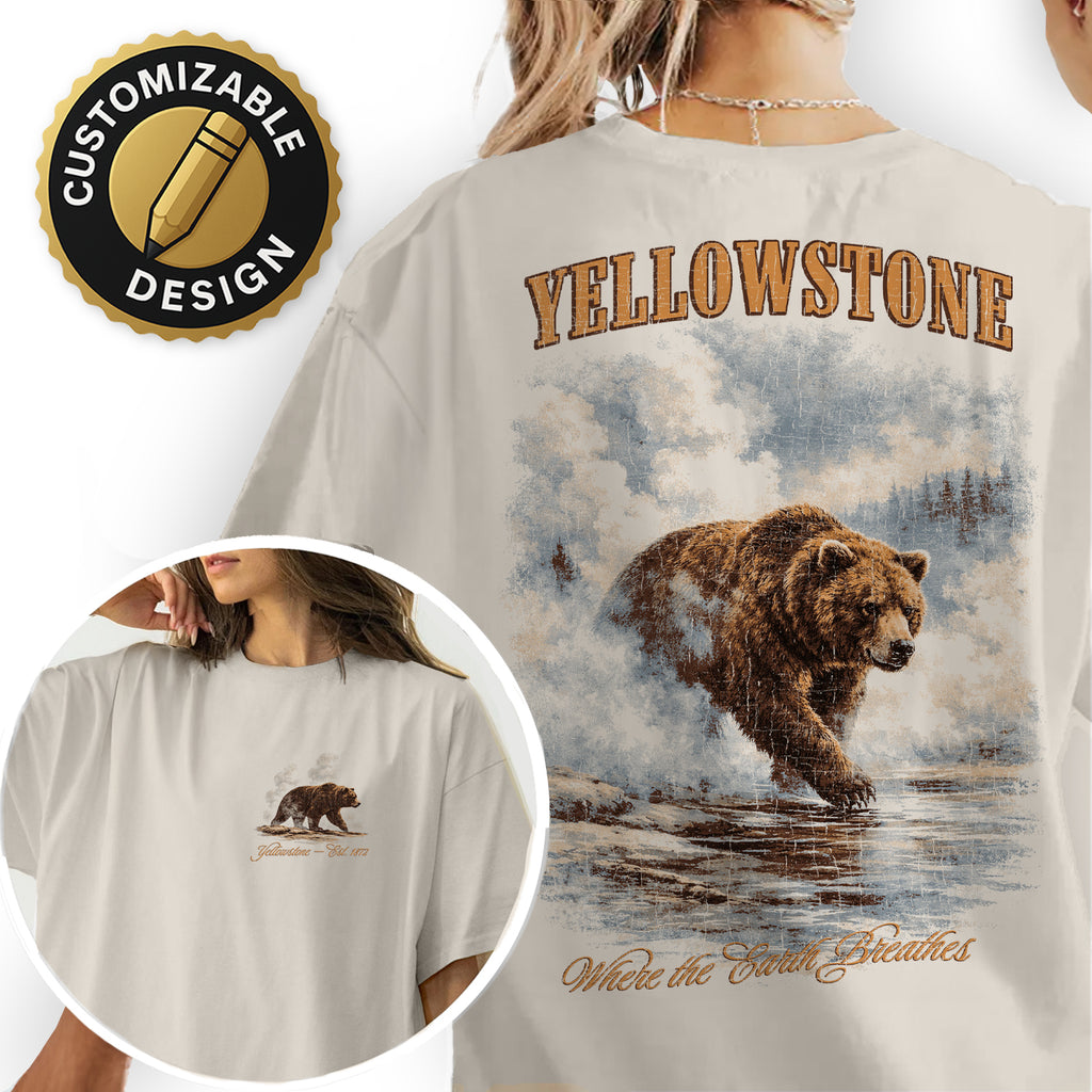 Yellowstone Bear Shirt, Vintage National Park Tee, Grizzly Wildlife Graphic T-Shirt, Where the Earth Breathes