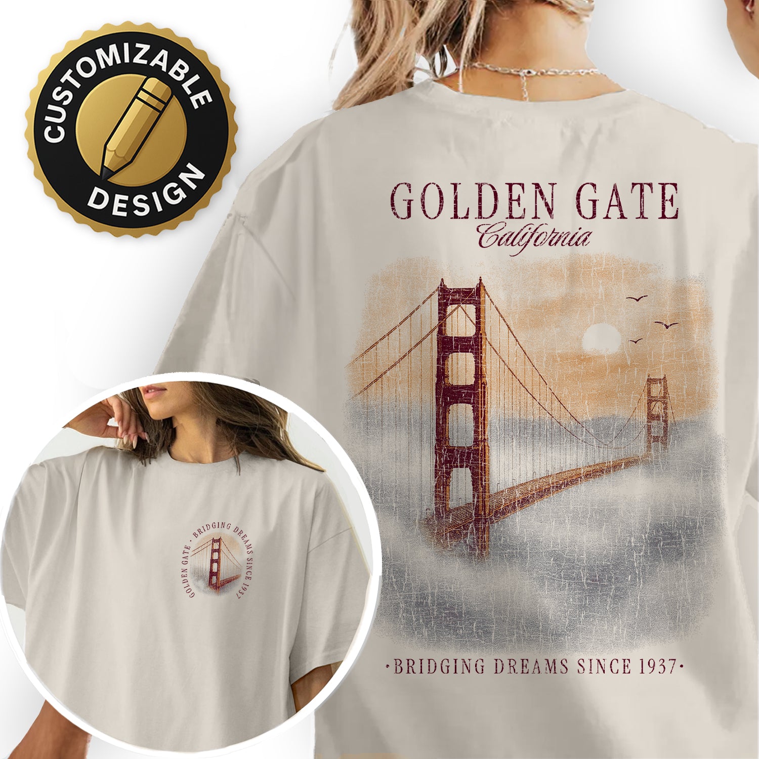 Golden Gate Bridge California T-Shirt Vintage San Francisco Tee | Golden Gate Souvenir Shirt | Retro Travel Graphic Since 1937