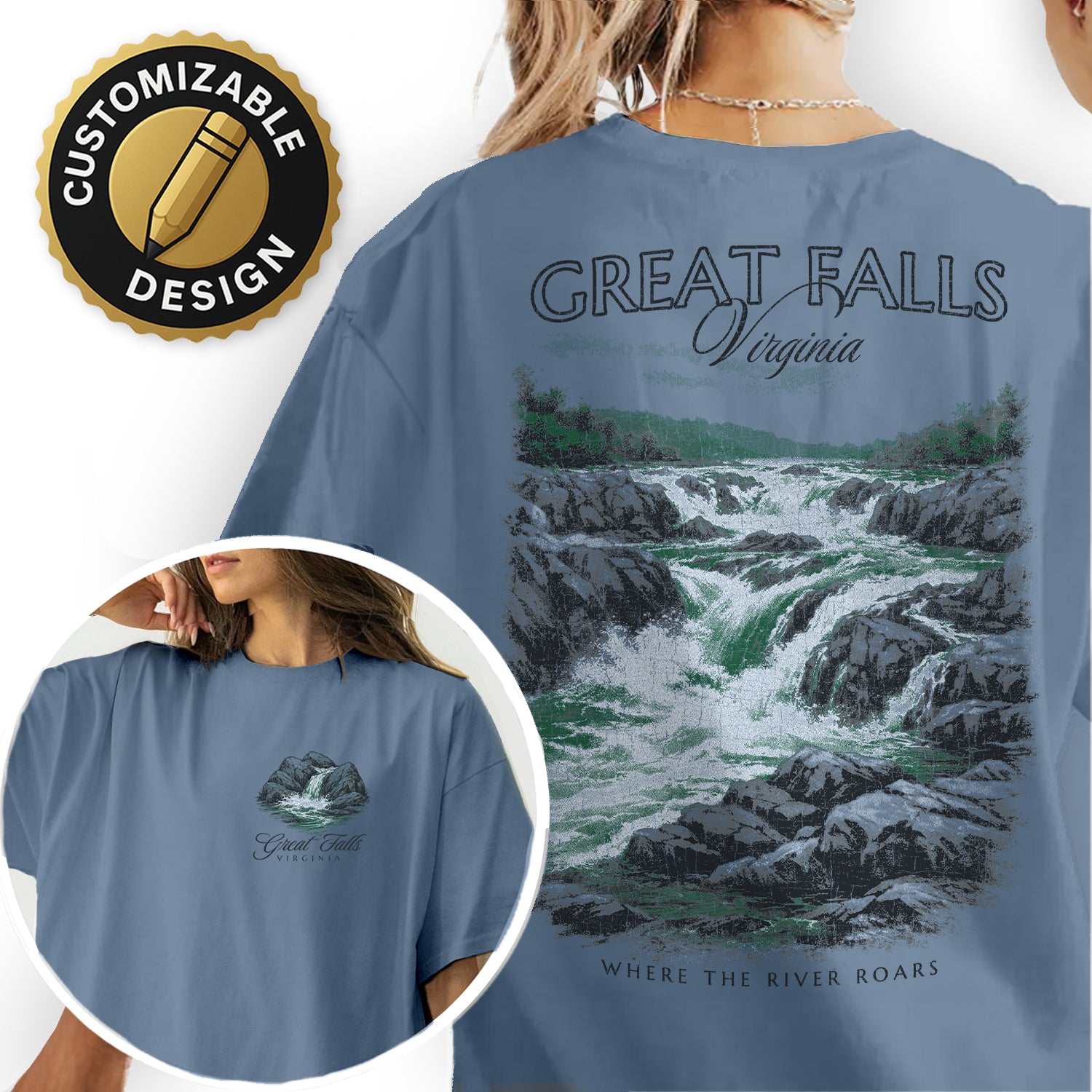 Great Falls Virginia Waterfall T-Shirt, Scenic Nature Travel Tee, Virginia Souvenir Shirt, Hiking Adventure Graphic Tee