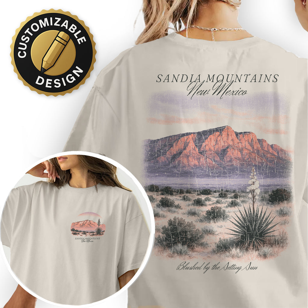 Sandia Mountains New Mexico T-Shirt Vintage Desert Sunset Tee | Albuquerque Travel Souvenir Shirt | Southwest Nature Graphic