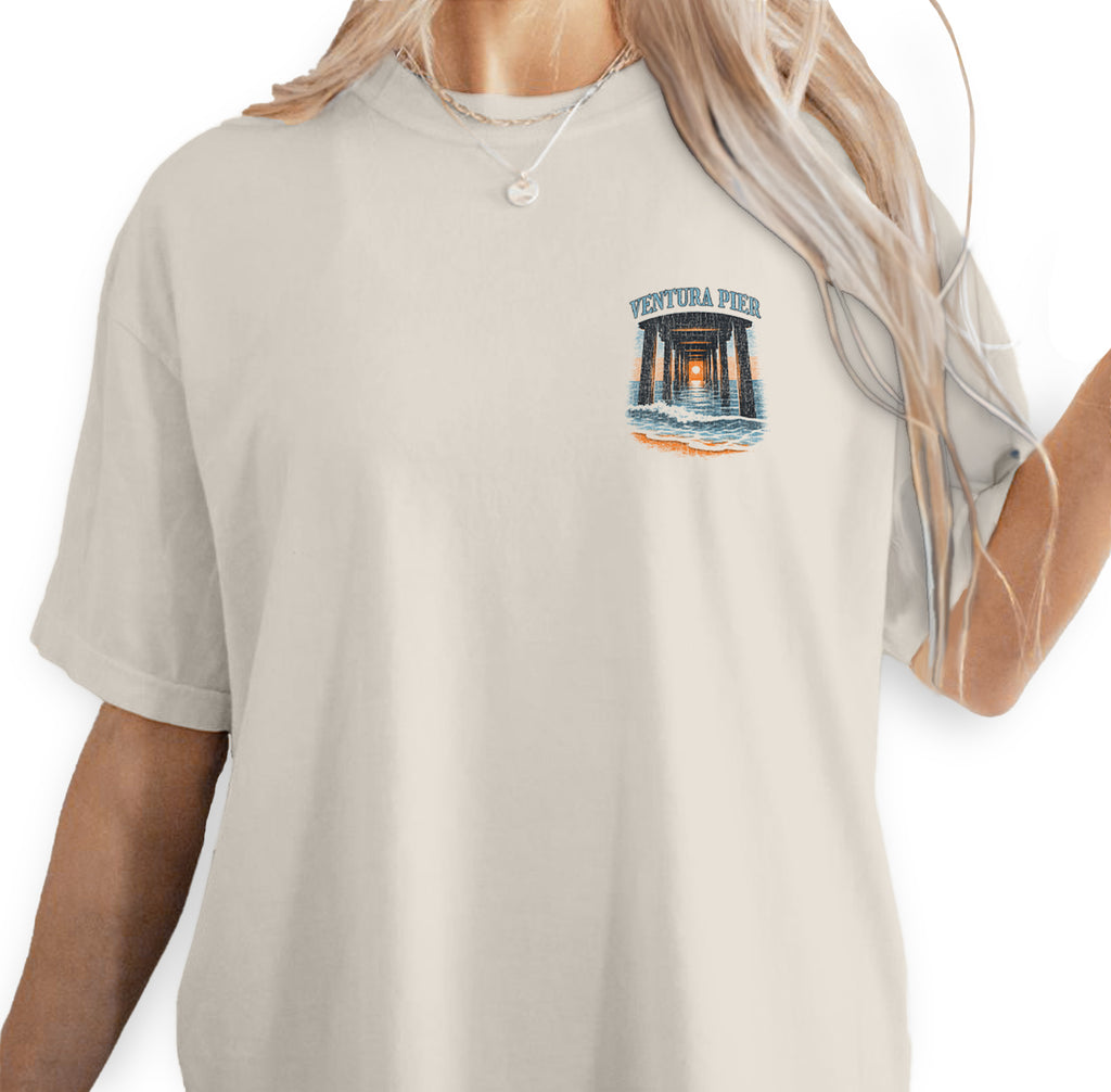 Ventura Pier Shirt California, Beach Sunset Tee, Coastal Ocean T-Shirt, Vintage Travel Graphic, Pier Waves Scenic Tee