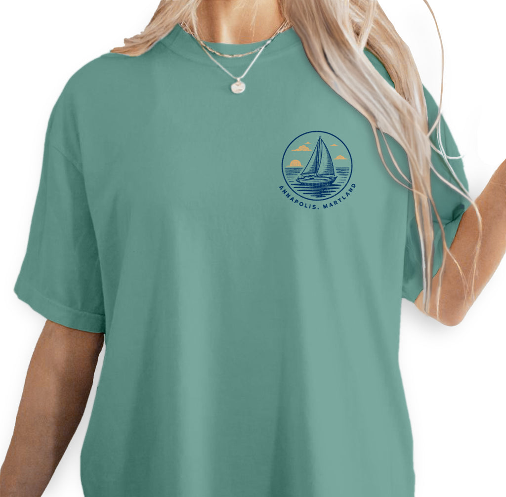 Annapolis Maryland Sailing Shirt, Nautical Boat Tee, Coastal Harbor Graphic, Vintage Travel T-Shirt, Sailing Capital Gift