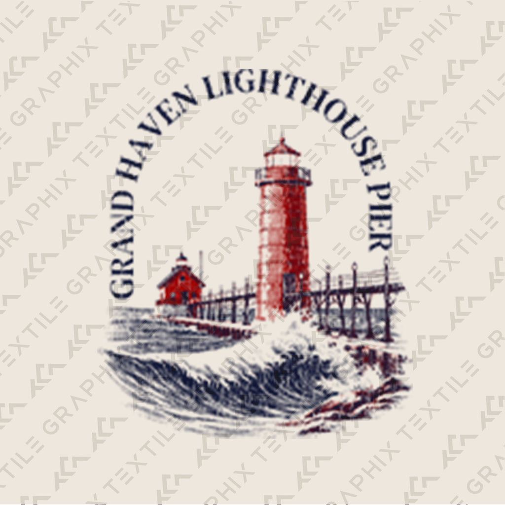 Grand Haven Lighthouse Shirt, Michigan Coast Tee, Lighthouse Pier T-Shirt, Lake Michigan Sunset Graphic Tee, Coastal Travel Gift