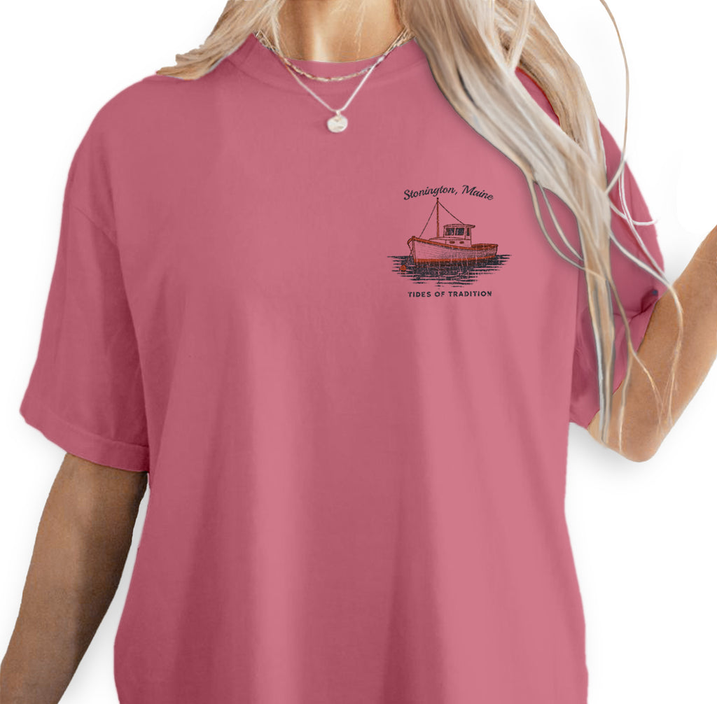Stonington Maine T-Shirt – Tides of Tradition Lobster Boat Tee, Coastal Fishing Village Souvenir, Nautical Travel Gift
