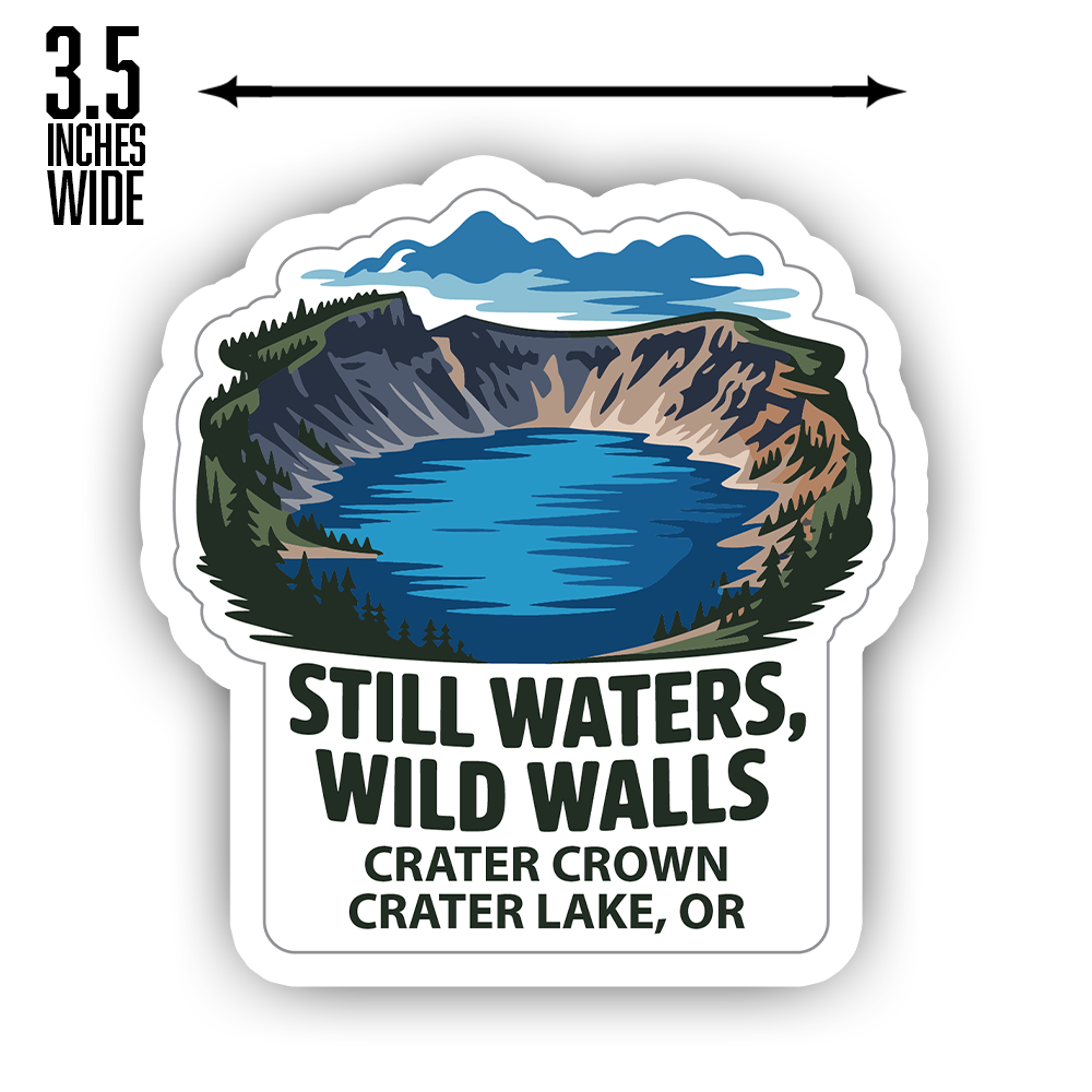 Still Waters Wild Walls Sticker – Crater Lake Inspired Vinyl Decal, Volcanic Rim Nature Art for Hikers & National Park Lovers