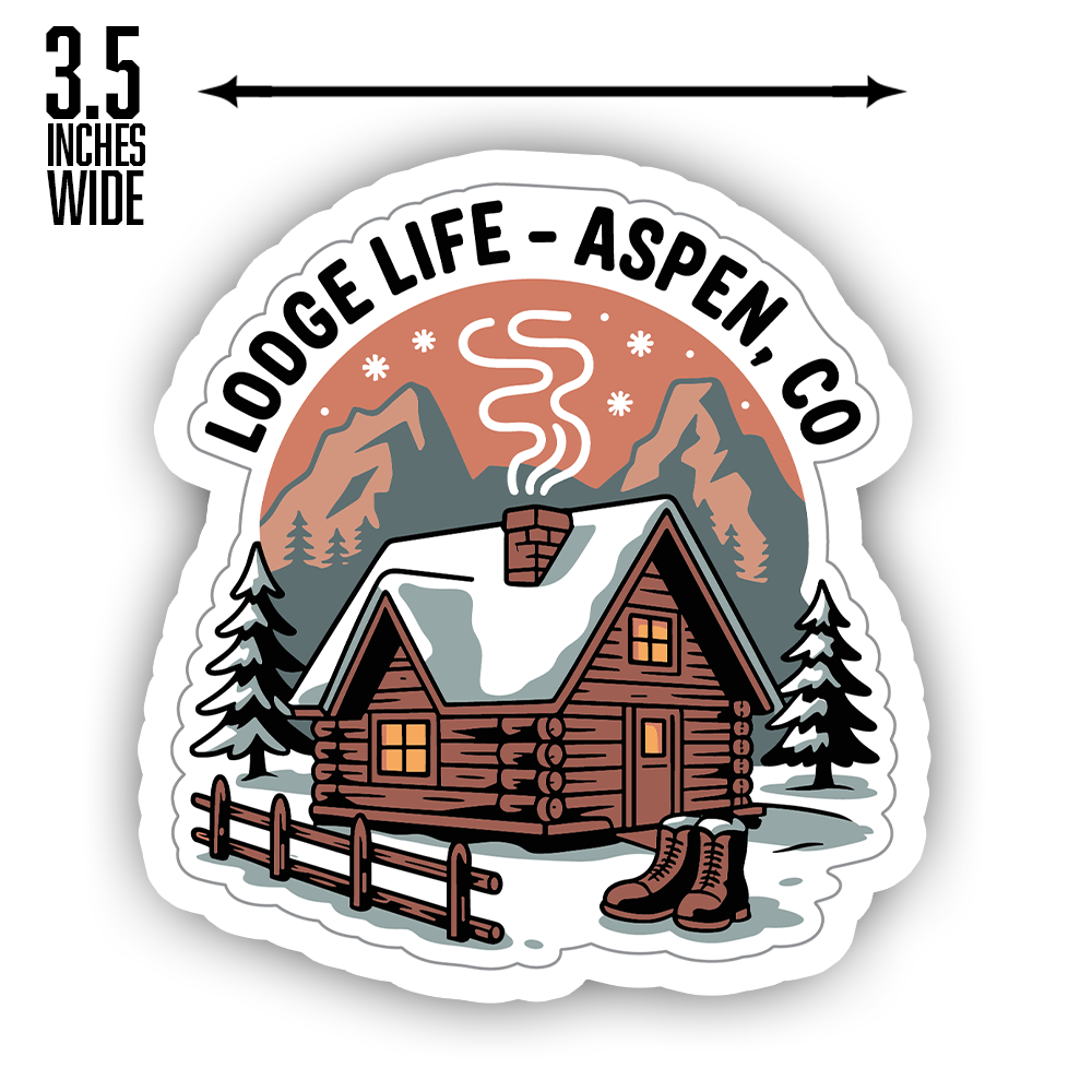 Aspen Colorado Sticker – Lodge Life Cabin Design, Cozy Mountain Retreat Souvenir, Winter Travel Adventure Decal