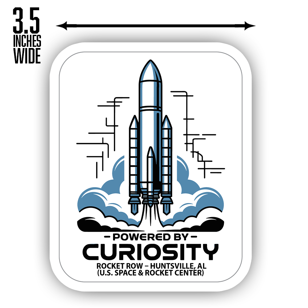 Rocket Row Huntsville Sticker – Powered by Curiosity Space Shuttle Design, U.S. Space & Rocket Center Souvenir Decal