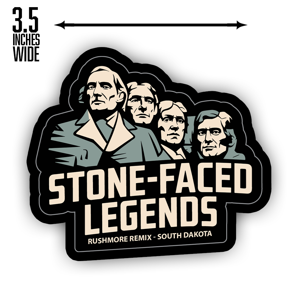 Mount Rushmore Sticker – “Stone-Faced Legends” Bold Monument Art, South Dakota Travel Decal for History & Road Trip Fans