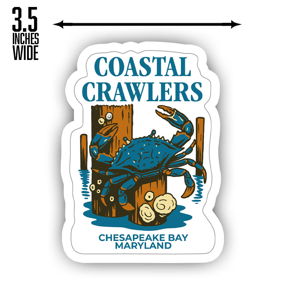 Coastal Crawlers Sticker – Chesapeake Bay Blue Crab Art, Maryland Seafood Lover Souvenir Vinyl Decal for Nature Enthusiasts