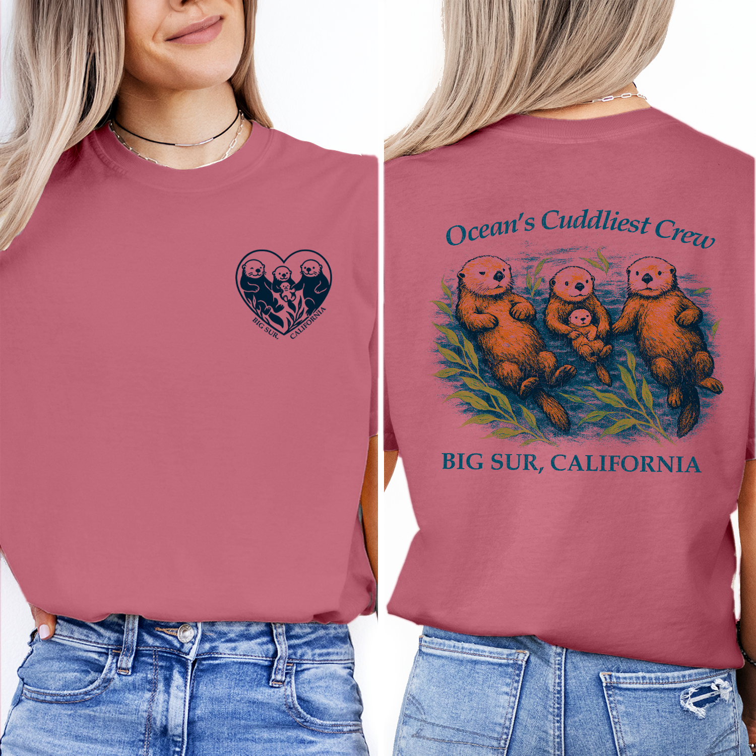 Vintage Big Sur California Otter T-Shirt – Ocean’s Cuddliest Crew Graphic, Sea Otter Wildlife Souvenir Tee