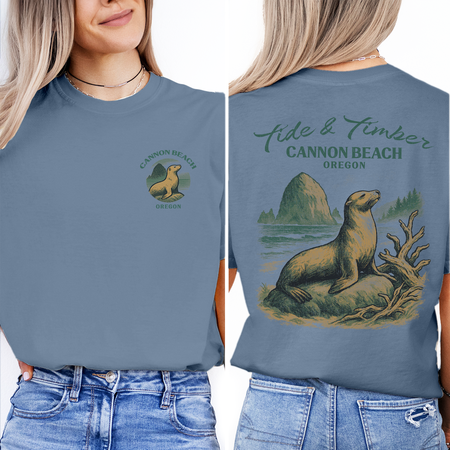 Cannon Beach Oregon T-Shirt | Sea Lion Graphic Tee | Coastal Wildlife Shirt | Oregon Coast Travel Souvenir Top