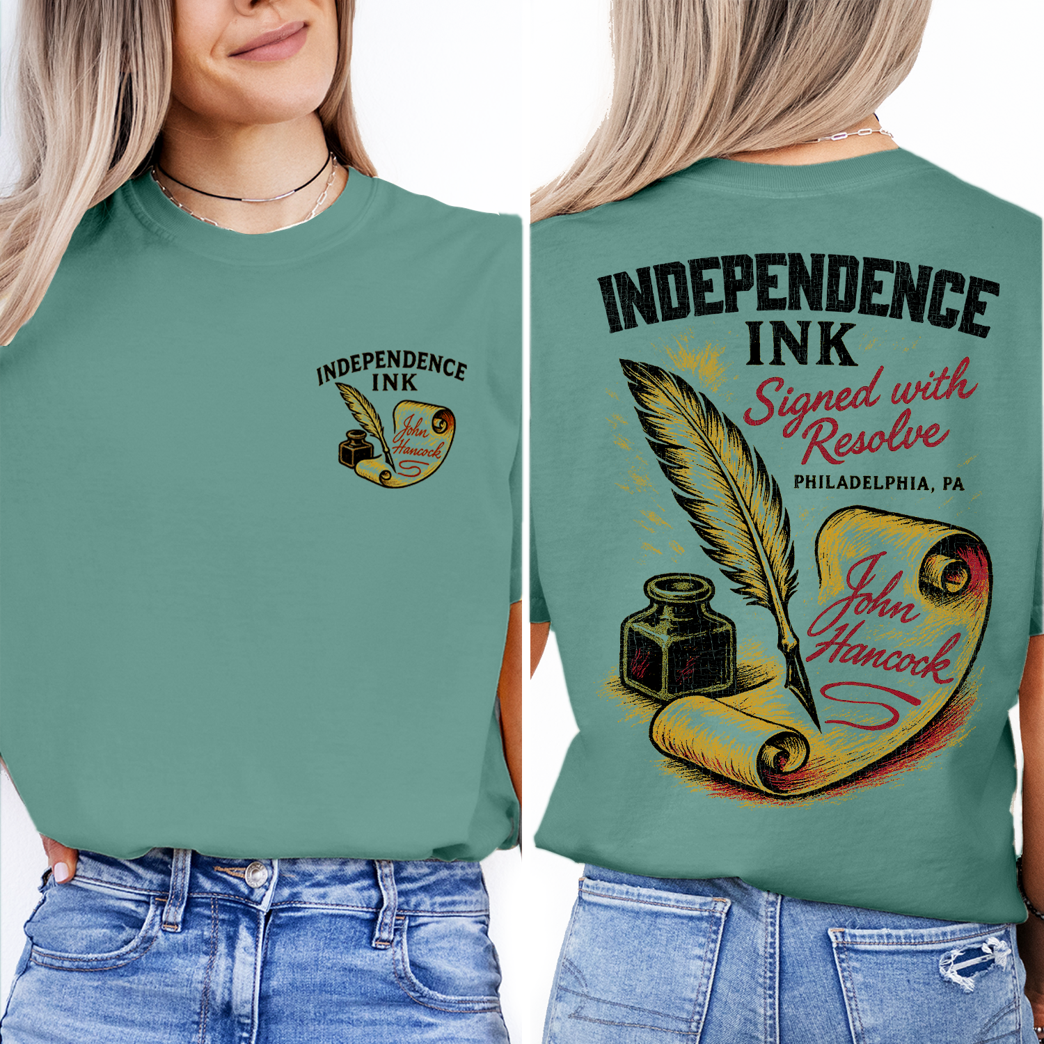 Independence Ink T-Shirt | Philadelphia History Tee | John Hancock Signature Shirt | Vintage American Revolution Gift