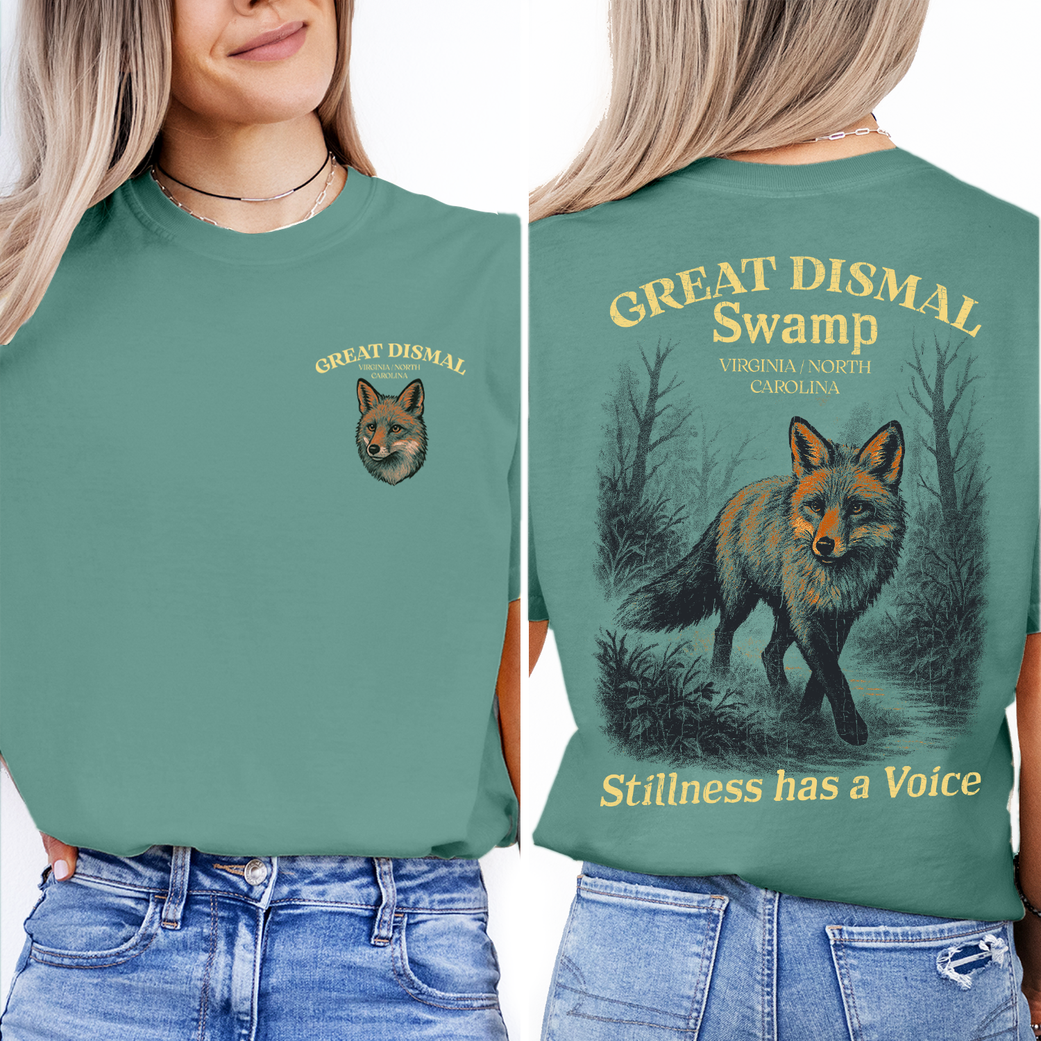 Great Dismal Swamp T-Shirt Fox Graphic Tee Virginia North Carolina Souvenir Nature Wildlife Gift