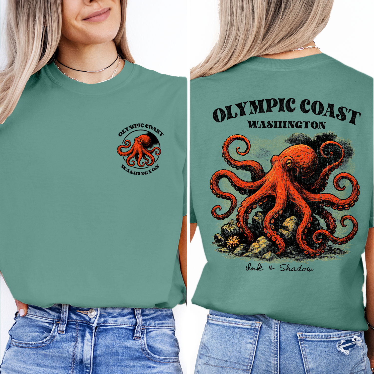 Olympic Coast Washington Octopus T-Shirt | Vintage Sea Life Graphic Tee | Nautical Coastal Souvenir Shirt