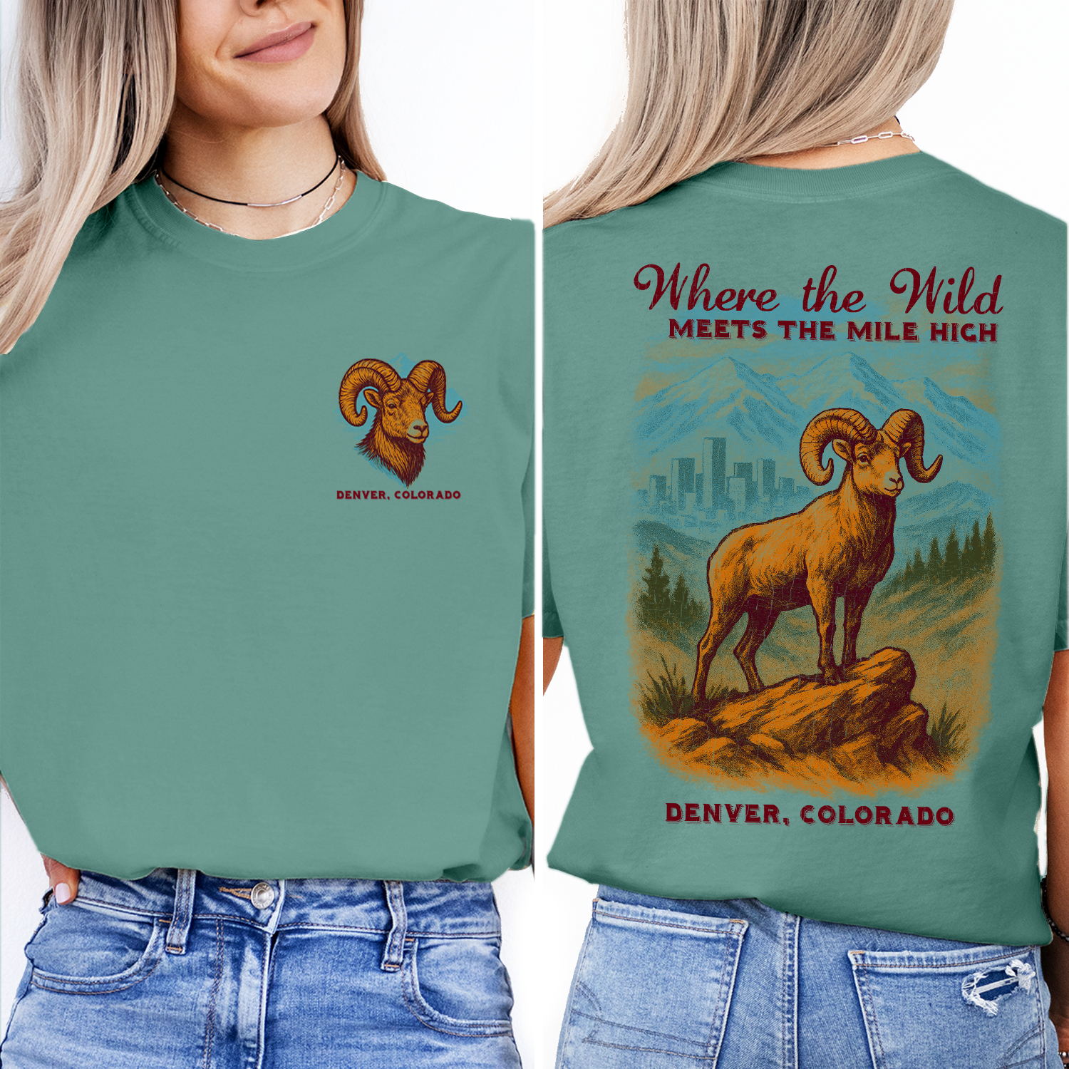 Denver Colorado T-Shirt | Rocky Mountain Ram Graphic Tee | Mile High City Souvenir Shirt | Where the Wild Meets the Mile High