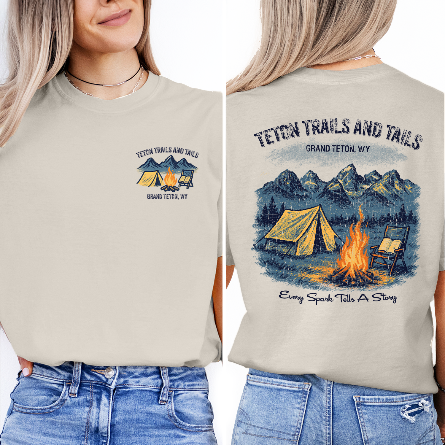 Grand Teton T-Shirt | Wyoming Camping Souvenir Tee | Mountain Trails Campfire Shirt | National Park Adventure Gift
