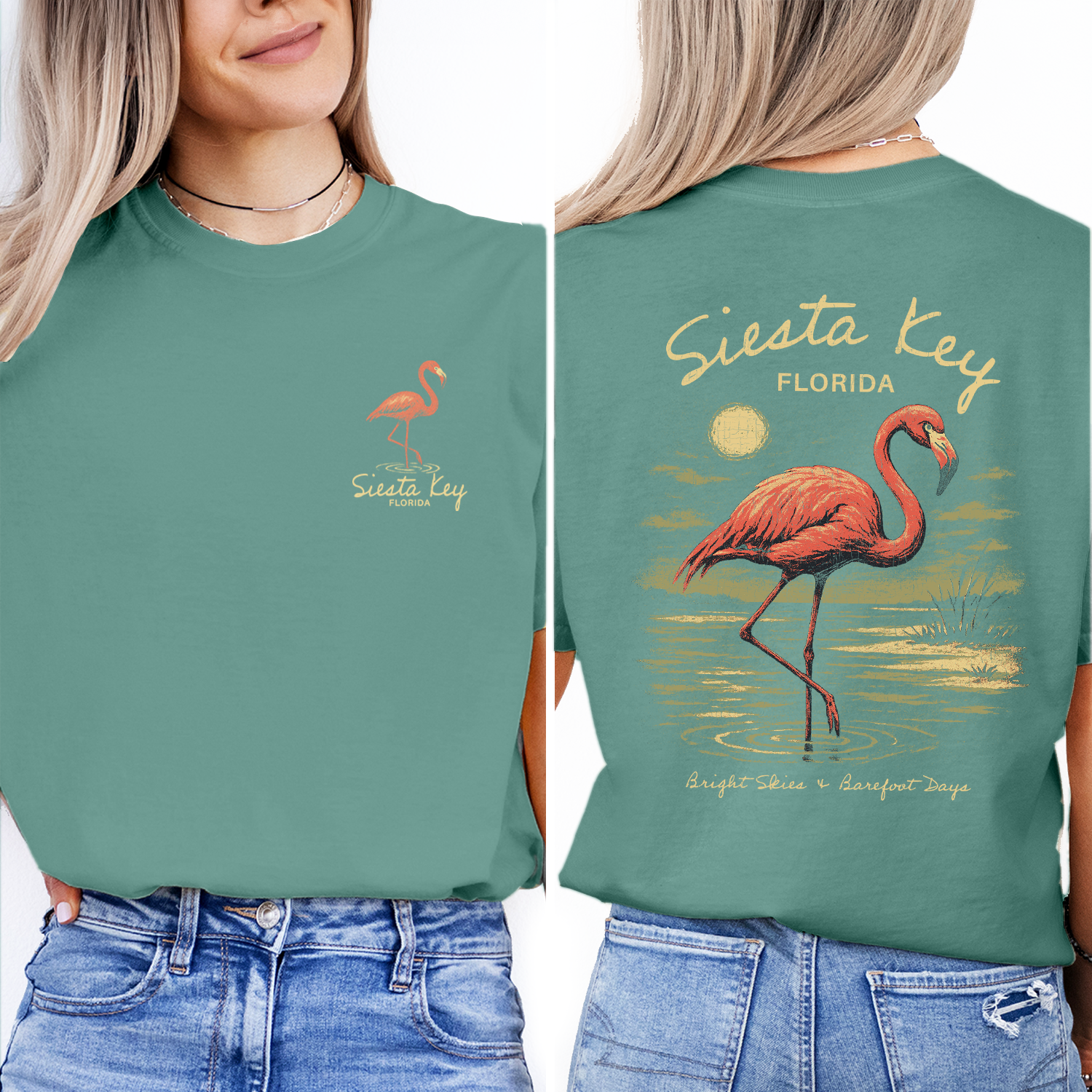 Siesta Key Florida T-Shirt | Flamingo Beach Souvenir Tee | Coastal Vacation Shirt | Vintage Tropical Travel Gift
