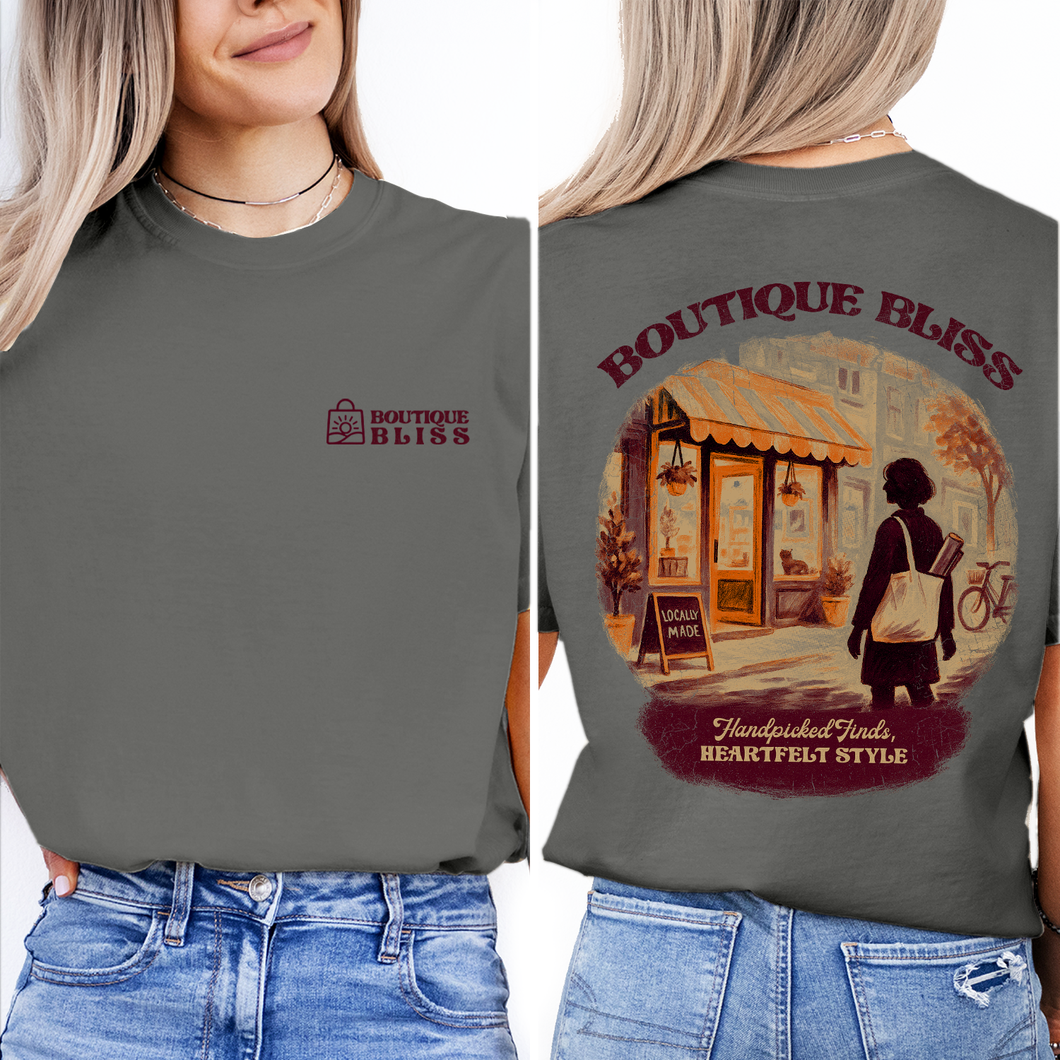 Boutique Bliss T-Shirt | Vintage Shop Graphic Tee | Handpicked Finds Heartfelt Style | Local Small Business Shirt
