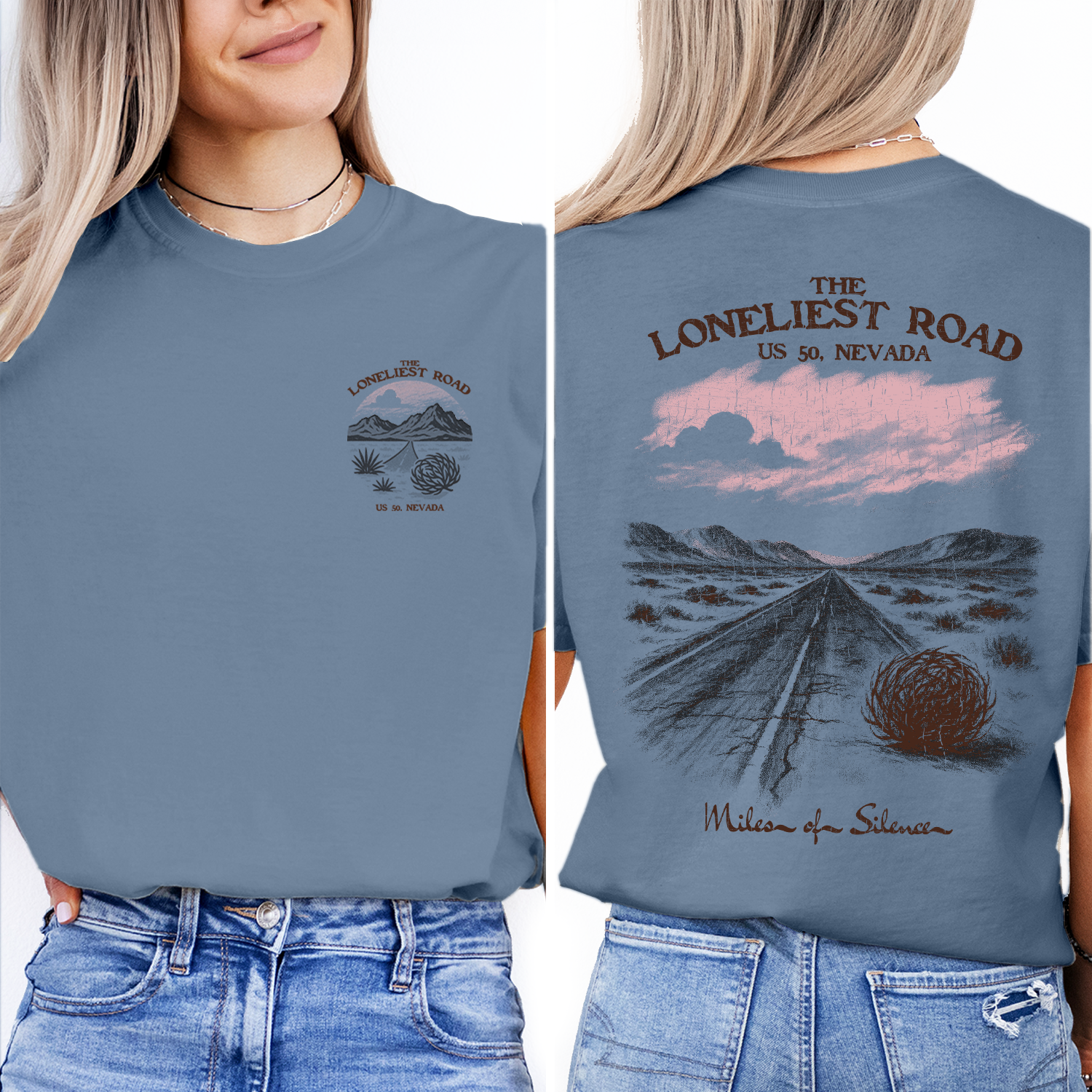 Loneliest Road T-Shirt | Nevada US 50 Desert Highway Tee | Road Trip Souvenir Shirt | Vintage Scenic Travel Gift