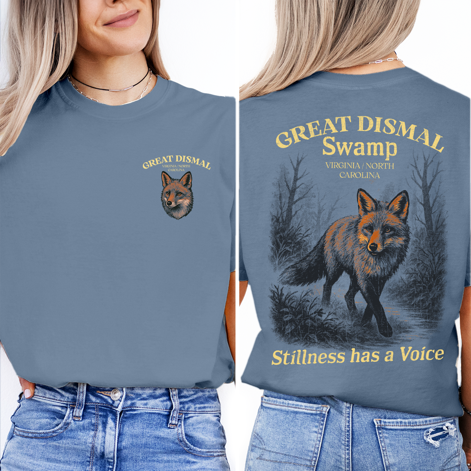 Great Dismal Swamp T-Shirt Fox Graphic Tee Virginia North Carolina Souvenir Nature Wildlife Gift