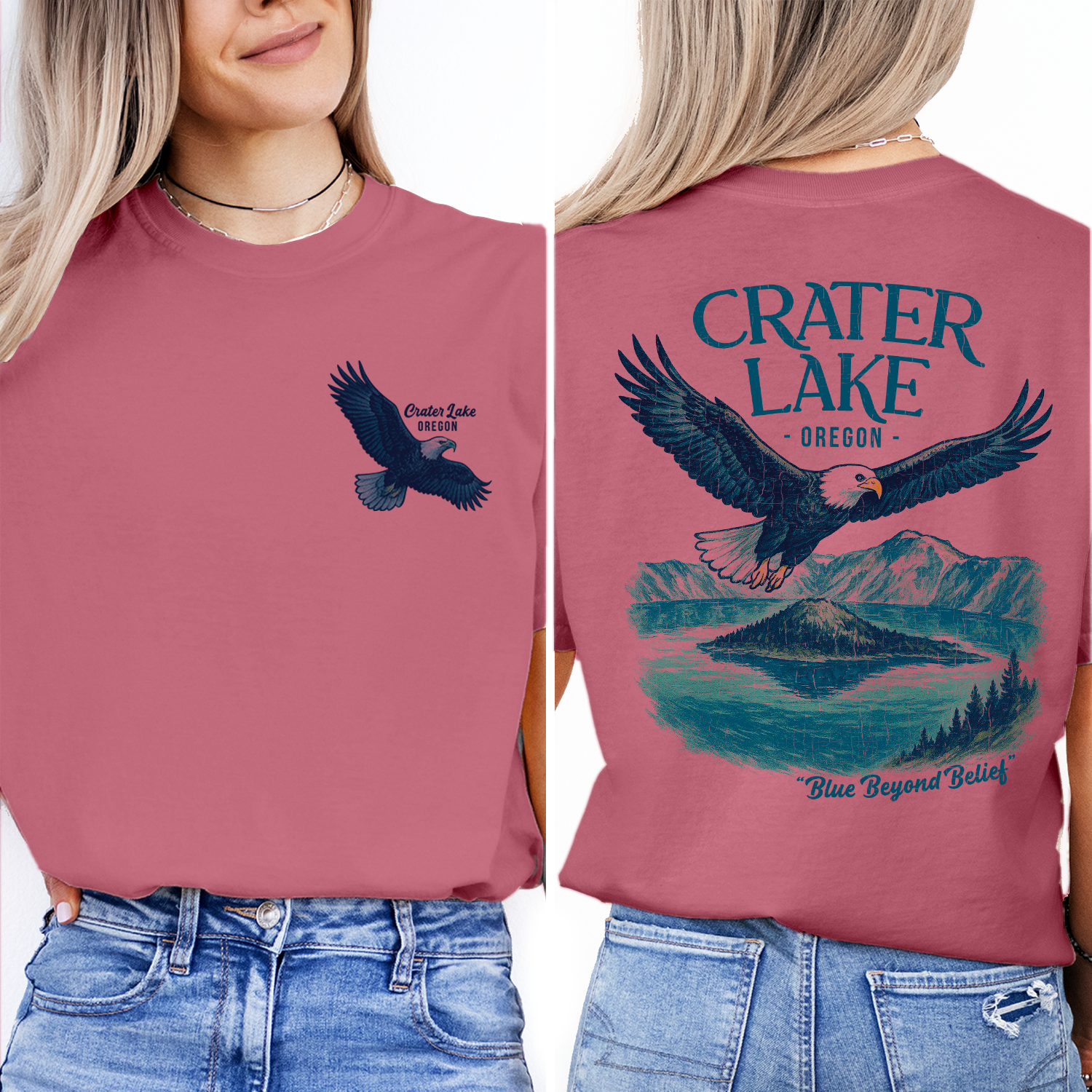 Crater Lake Oregon T-Shirt | Bald Eagle Graphic Tee | National Park Souvenir Shirt | Blue Beyond Belief Travel Top