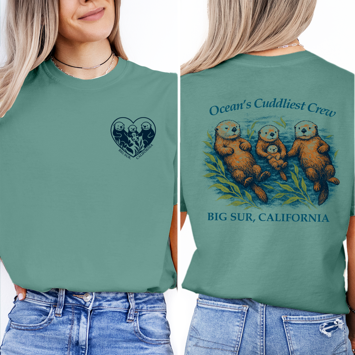 Vintage Big Sur California Otter T-Shirt – Ocean’s Cuddliest Crew Graphic, Sea Otter Wildlife Souvenir Tee