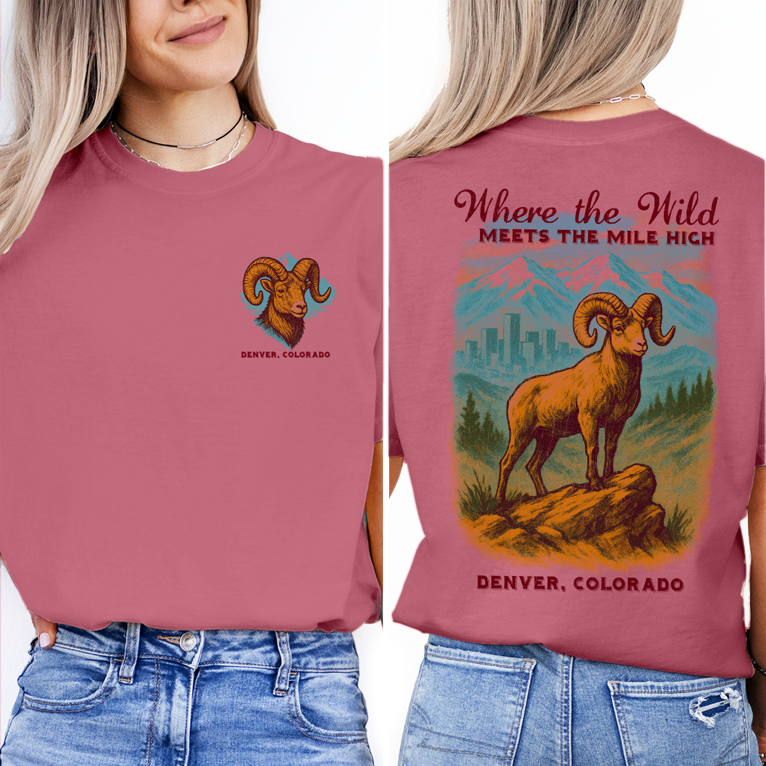 Denver Colorado T-Shirt | Rocky Mountain Ram Graphic Tee | Mile High City Souvenir Shirt | Where the Wild Meets the Mile High