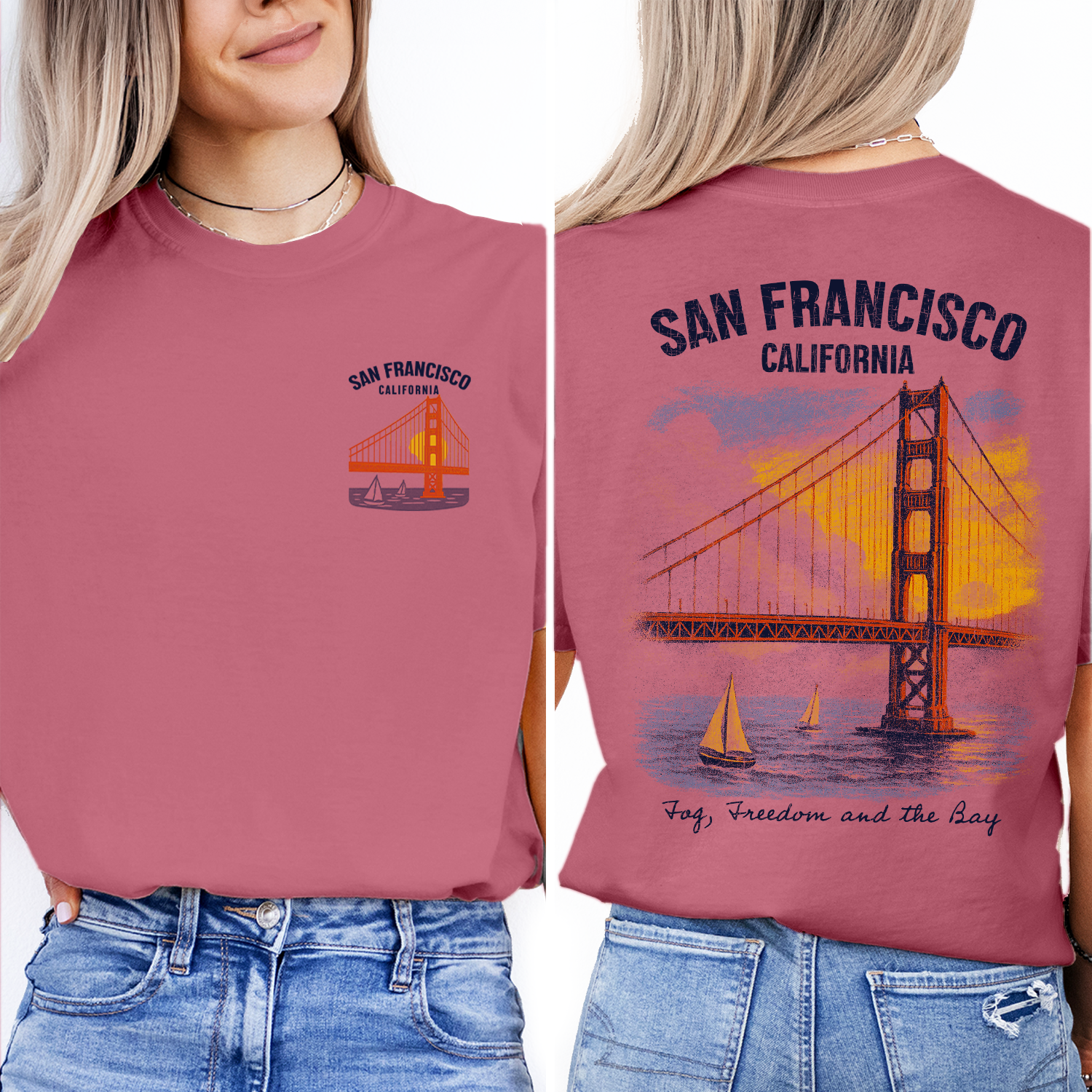 San Francisco T-Shirt | Golden Gate Bridge California Tee | Bay Area Travel Souvenir | Vintage Sailing Graphic Shirt