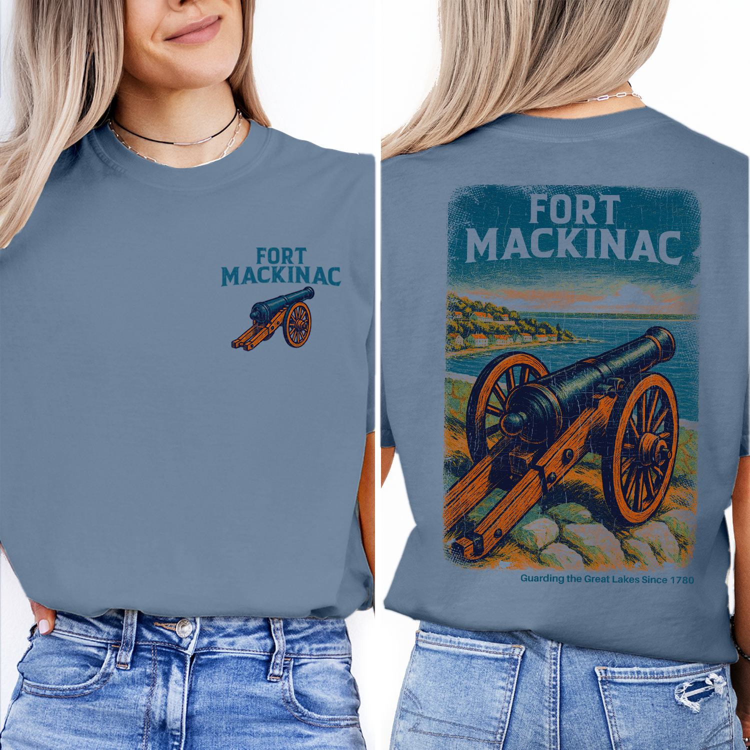 Fort Mackinac Michigan T-Shirt | Historic Cannon Graphic Tee | Mackinac Island Souvenir Shirt | Great Lakes Heritage Top