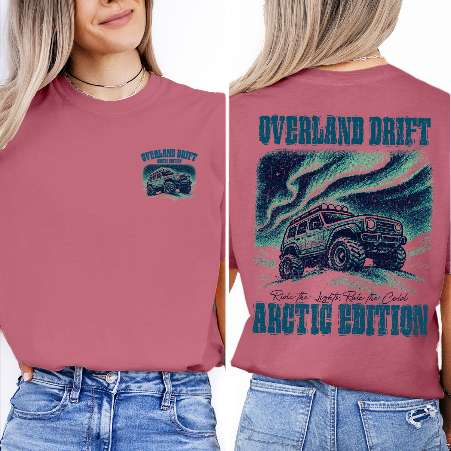 Overland Drift T-Shirt | Arctic Edition Off-Road Tee | 4x4 Adventure Graphic Shirt | Northern Lights Expedition Gift