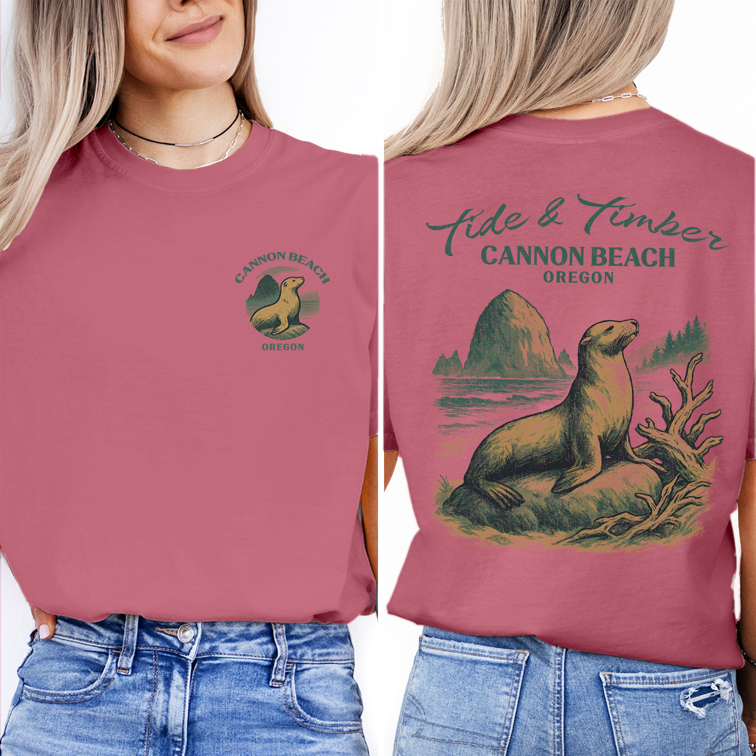 Cannon Beach Oregon T-Shirt | Sea Lion Graphic Tee | Coastal Wildlife Shirt | Oregon Coast Travel Souvenir Top