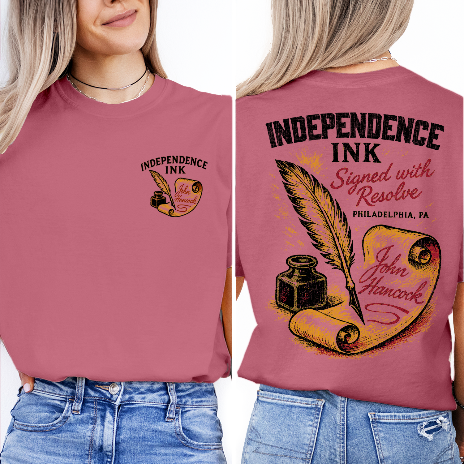 Independence Ink T-Shirt | Philadelphia History Tee | John Hancock Signature Shirt | Vintage American Revolution Gift
