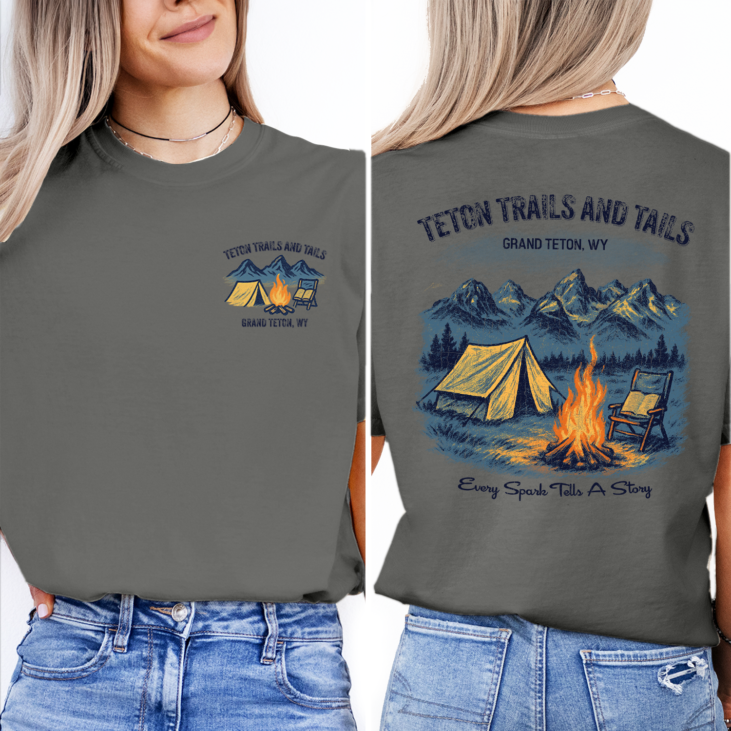 Grand Teton T-Shirt | Wyoming Camping Souvenir Tee | Mountain Trails Campfire Shirt | National Park Adventure Gift