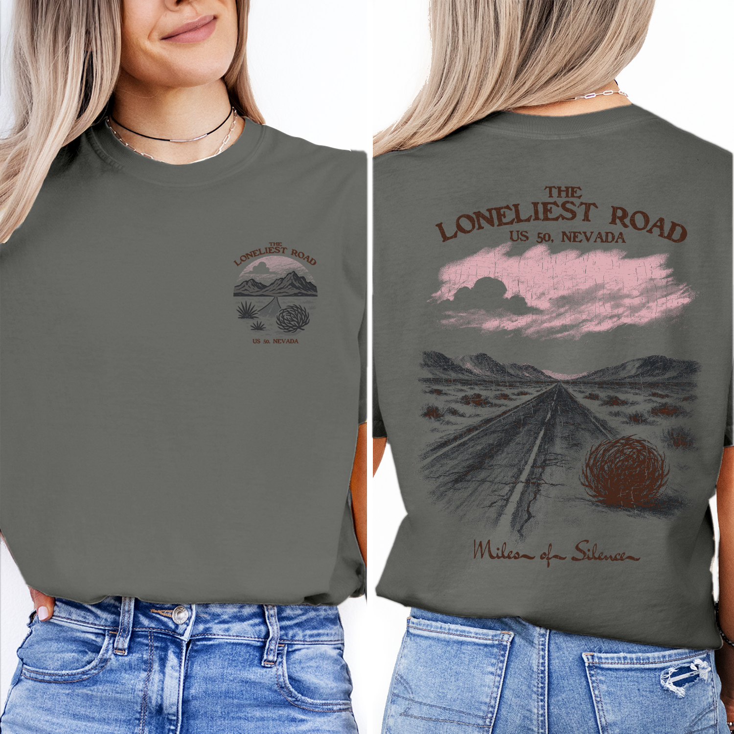Loneliest Road T-Shirt | Nevada US 50 Desert Highway Tee | Road Trip Souvenir Shirt | Vintage Scenic Travel Gift