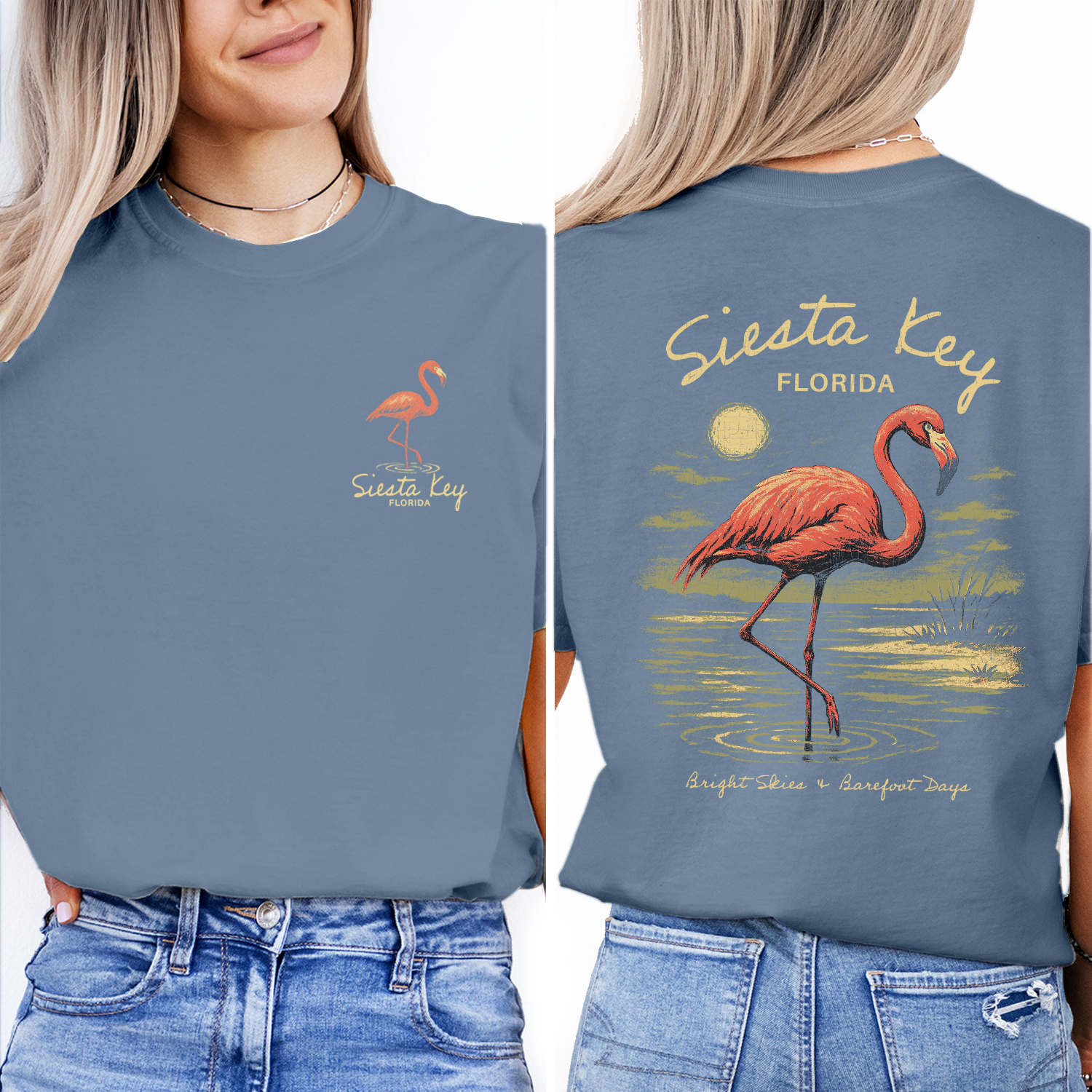 Siesta Key Florida T-Shirt | Flamingo Beach Souvenir Tee | Coastal Vacation Shirt | Vintage Tropical Travel Gift