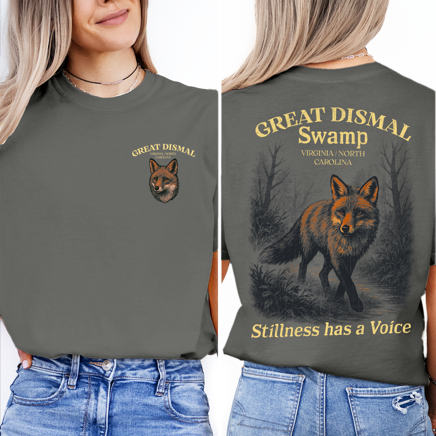 Great Dismal Swamp T-Shirt Fox Graphic Tee Virginia North Carolina Souvenir Nature Wildlife Gift