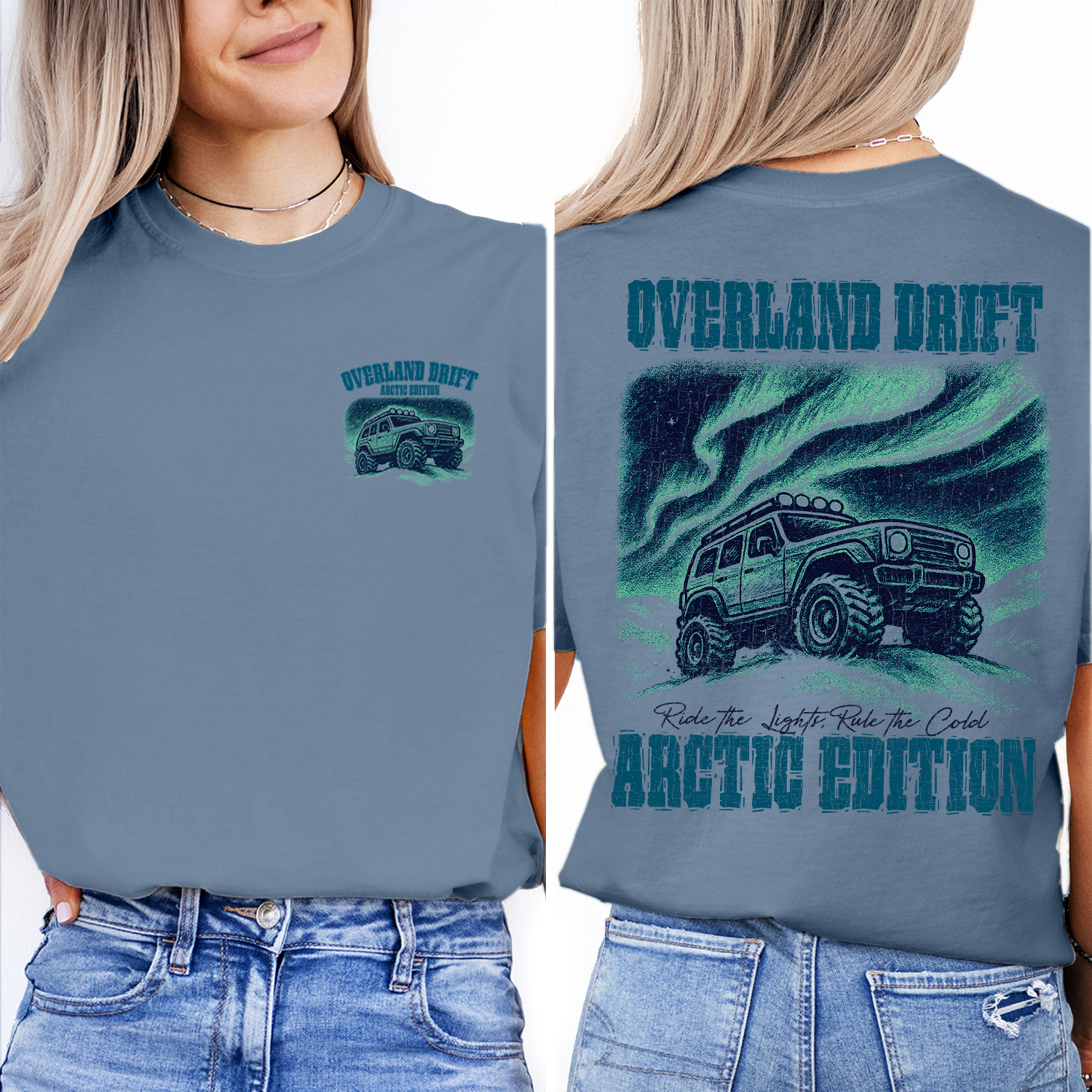 Overland Drift T-Shirt | Arctic Edition Off-Road Tee | 4x4 Adventure Graphic Shirt | Northern Lights Expedition Gift