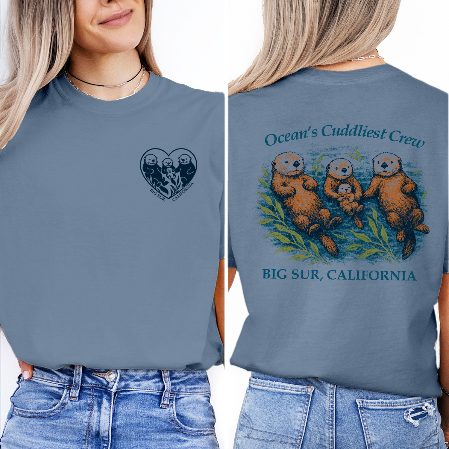 Vintage Big Sur California Otter T-Shirt – Ocean’s Cuddliest Crew Graphic, Sea Otter Wildlife Souvenir Tee