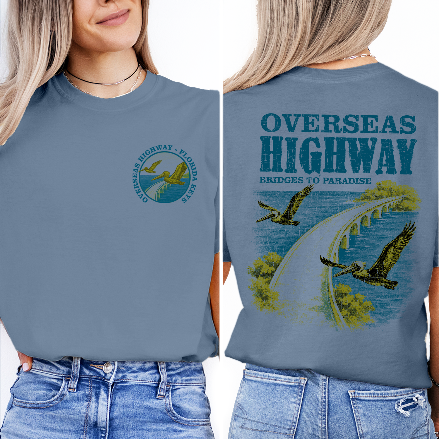Overseas Highway Florida Keys T-Shirt | Vintage Coastal Bridge Graphic Tee | Island Vacation Souvenir Shirt