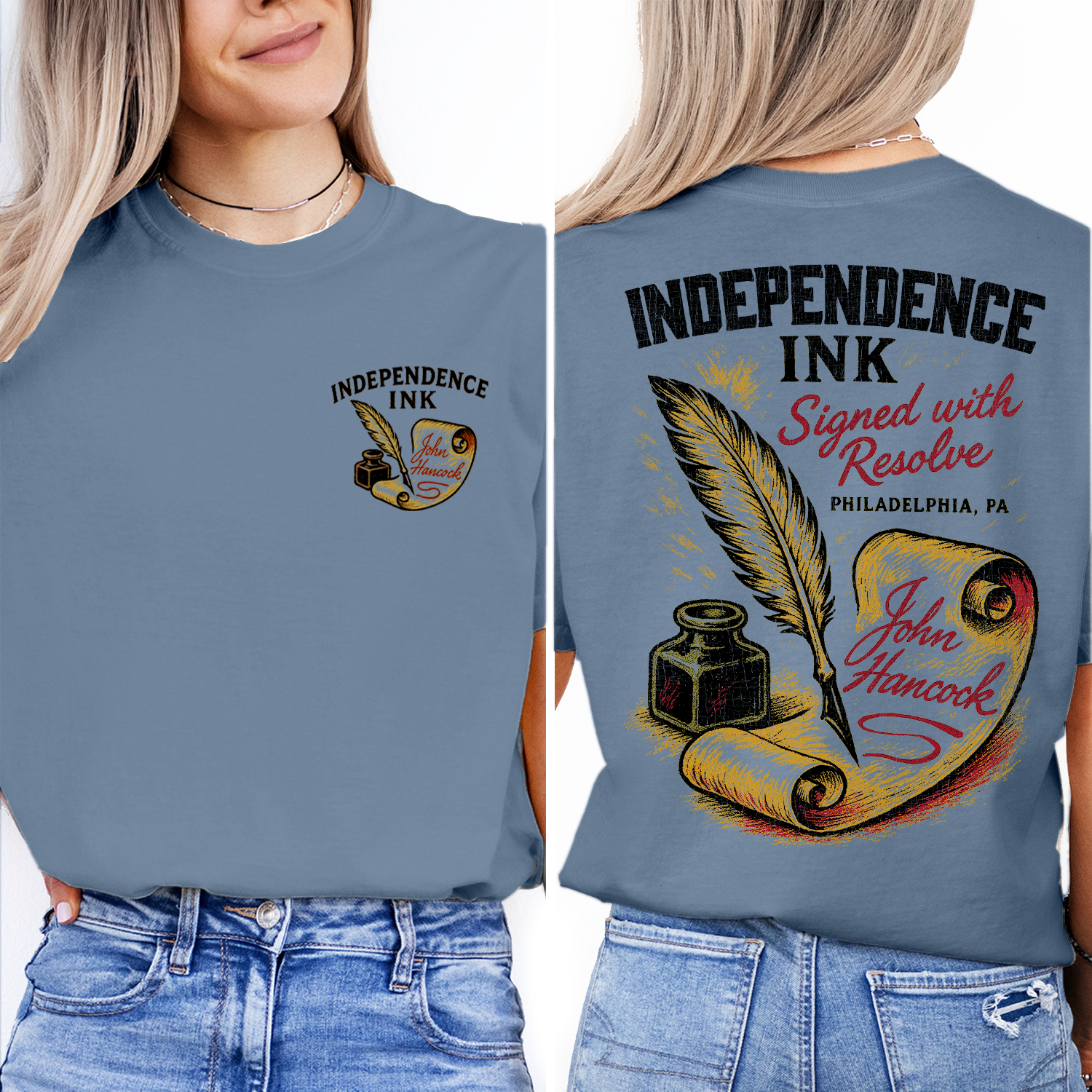 Independence Ink T-Shirt | Philadelphia History Tee | John Hancock Signature Shirt | Vintage American Revolution Gift