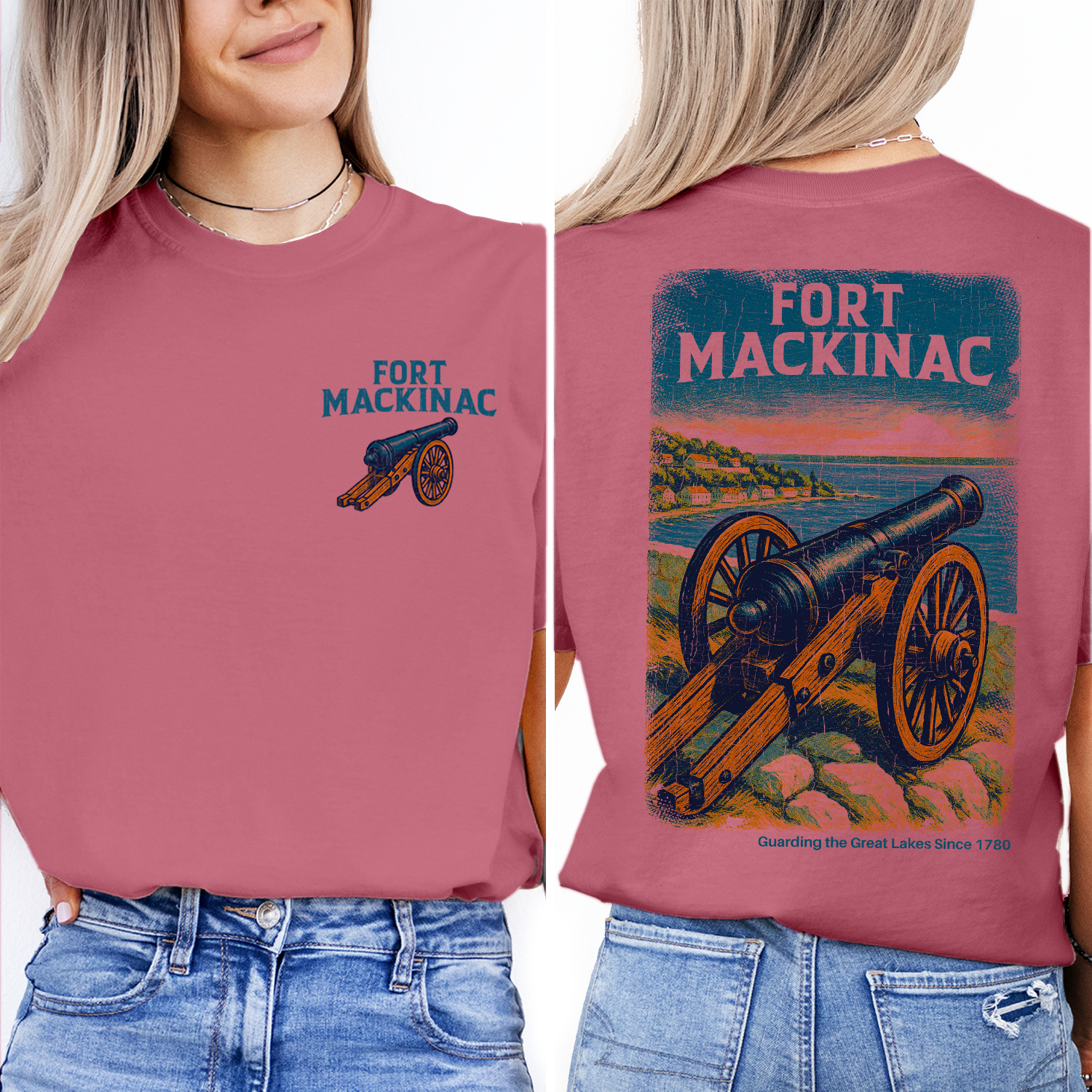 Fort Mackinac Michigan T-Shirt | Historic Cannon Graphic Tee | Mackinac Island Souvenir Shirt | Great Lakes Heritage Top