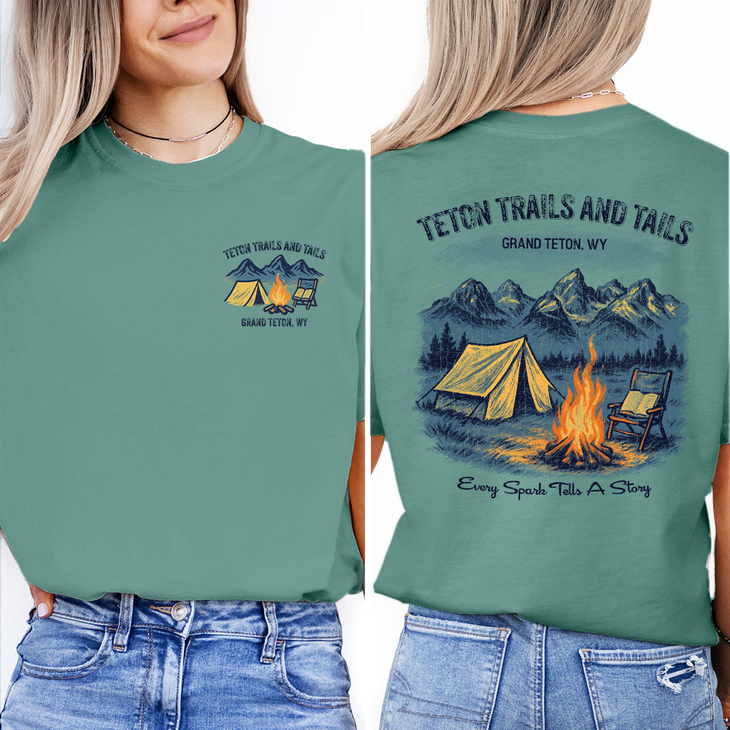 Grand Teton T-Shirt | Wyoming Camping Souvenir Tee | Mountain Trails Campfire Shirt | National Park Adventure Gift