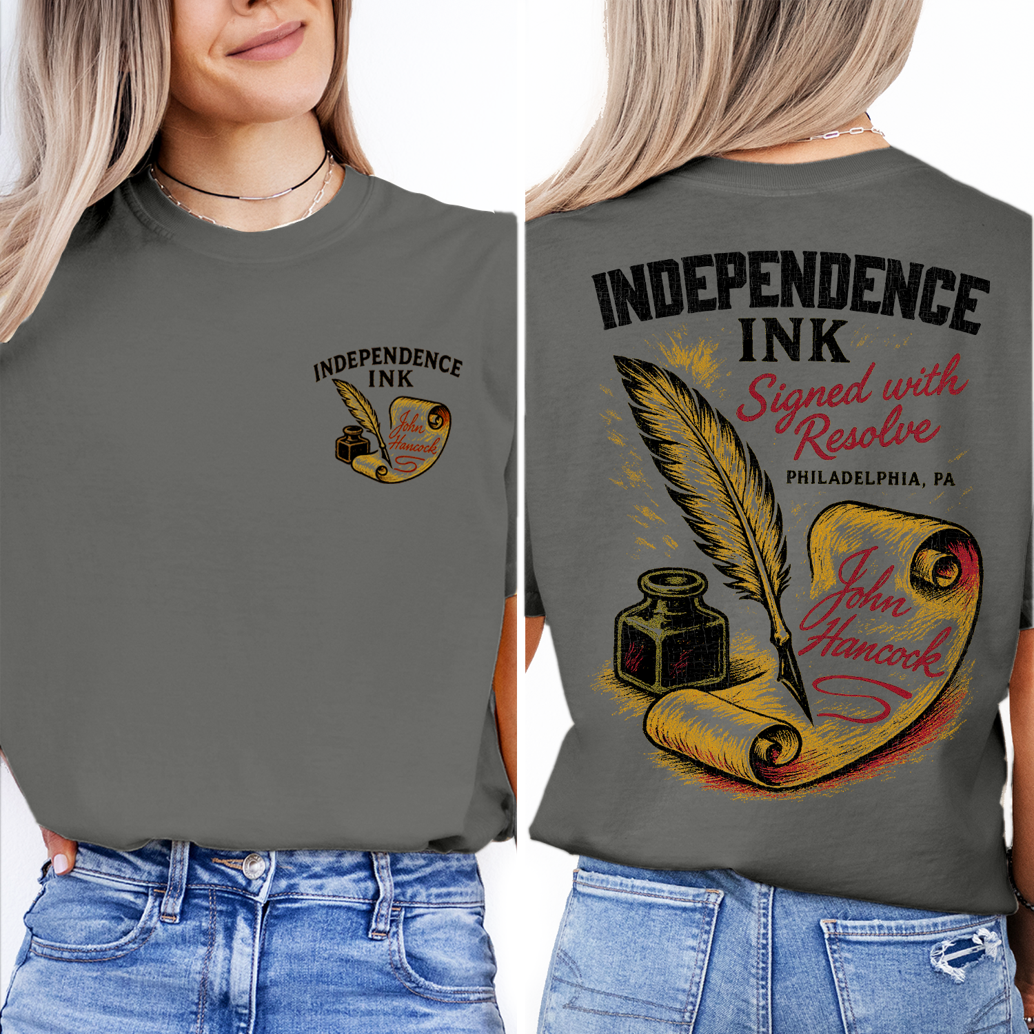 Independence Ink T-Shirt | Philadelphia History Tee | John Hancock Signature Shirt | Vintage American Revolution Gift