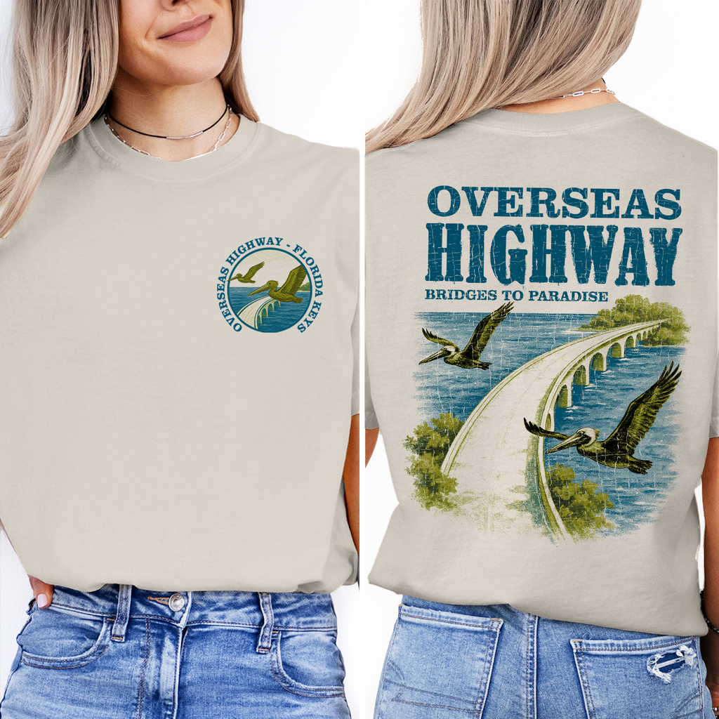 Overseas Highway Florida Keys T-Shirt | Vintage Coastal Bridge Graphic Tee | Island Vacation Souvenir Shirt
