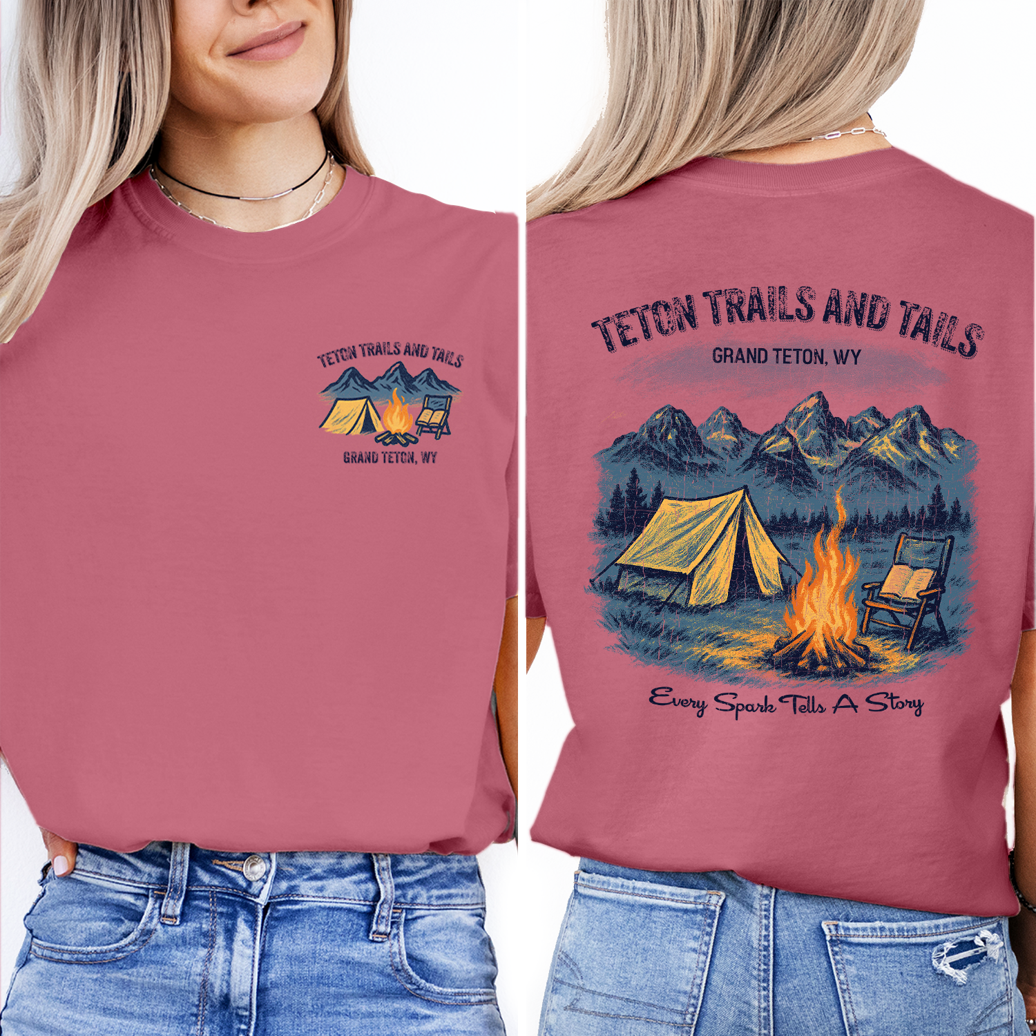 Grand Teton T-Shirt | Wyoming Camping Souvenir Tee | Mountain Trails Campfire Shirt | National Park Adventure Gift