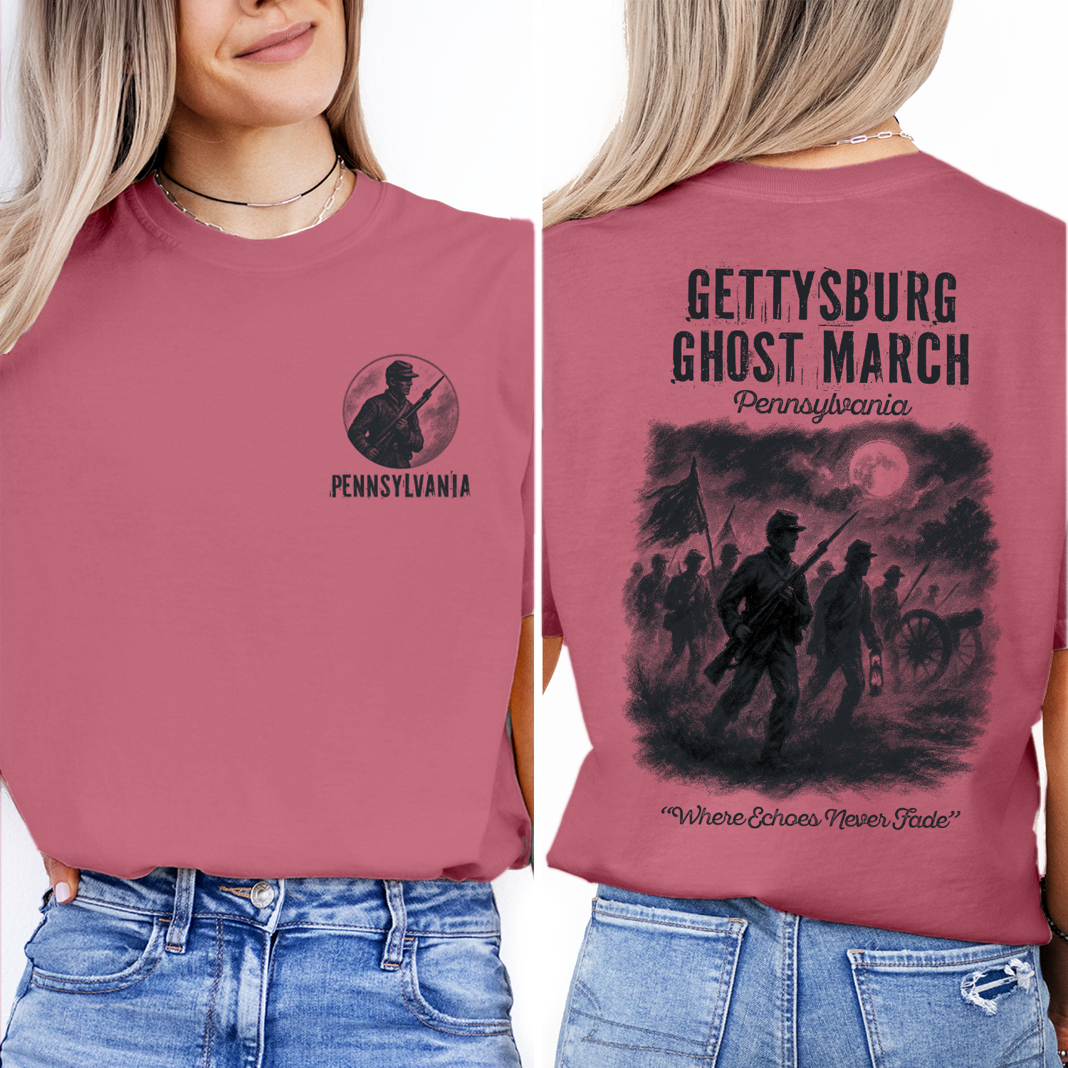 Gettysburg Ghost March T-Shirt | Pennsylvania Civil War Soldier Tee | Haunted Battlefield History Shirt