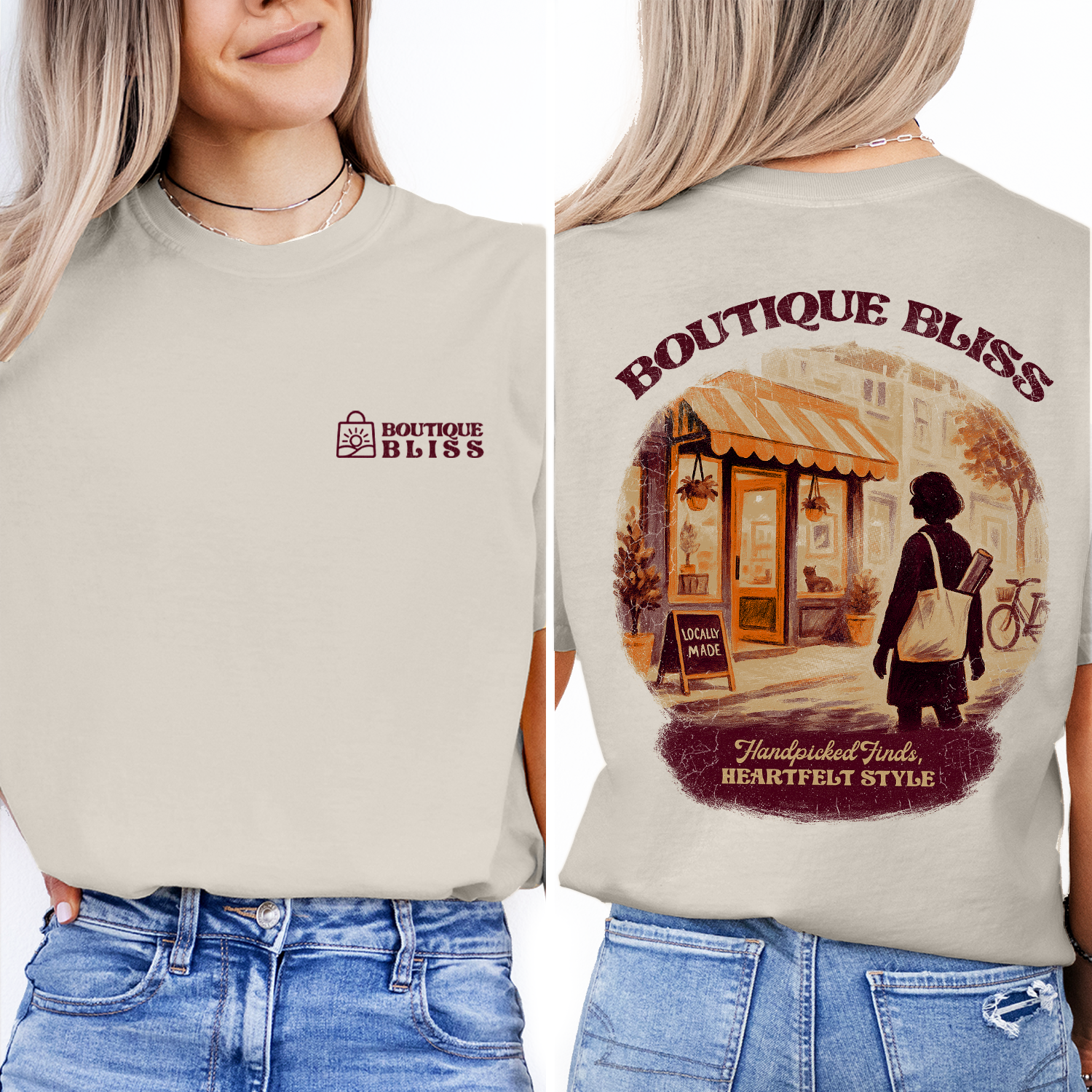 Boutique Bliss T-Shirt | Vintage Shop Graphic Tee | Handpicked Finds Heartfelt Style | Local Small Business Shirt