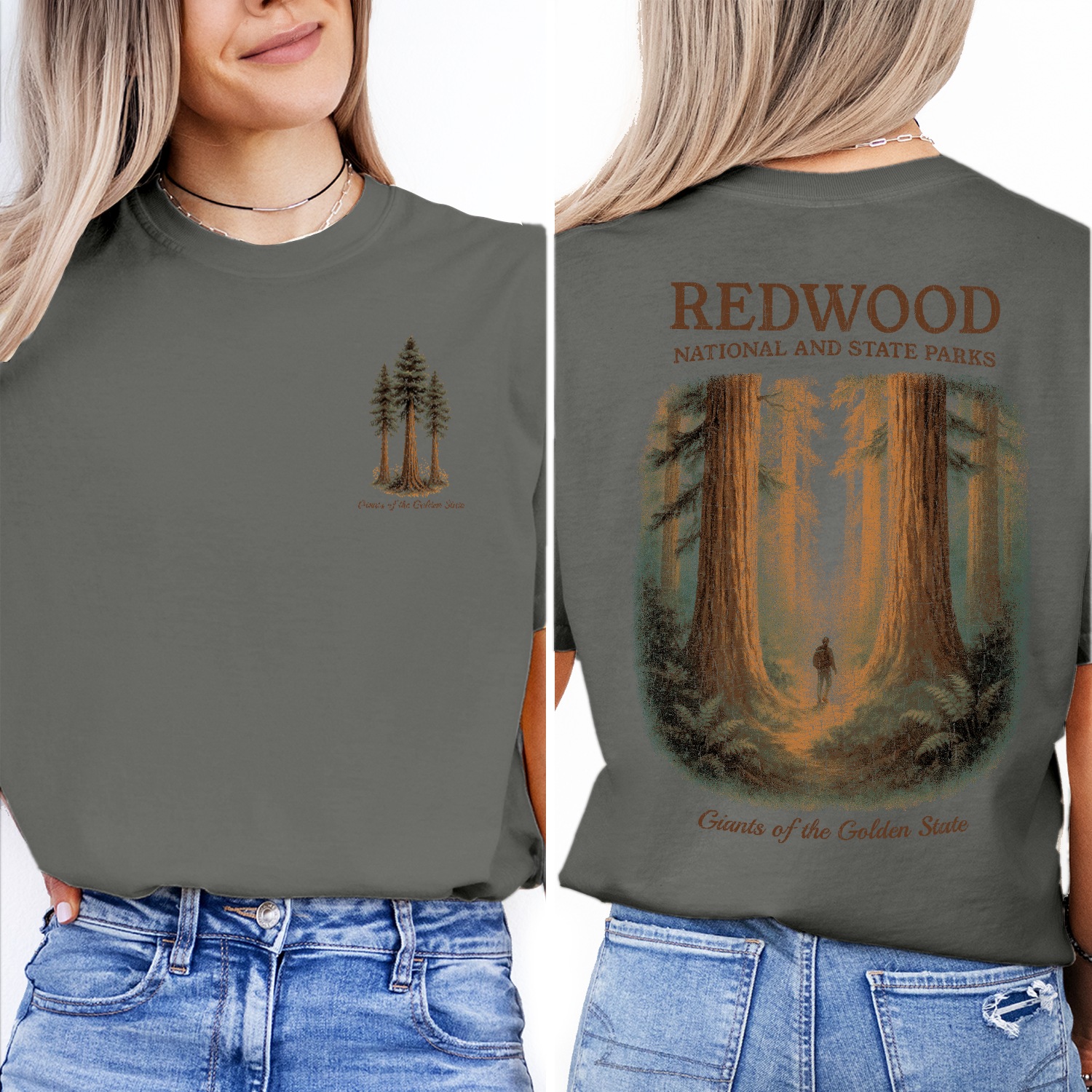Redwood National Park T-Shirt, Giants of the Golden State Tee, California Nature Souvenir Shirt, Forest Hiking Graphic Tee