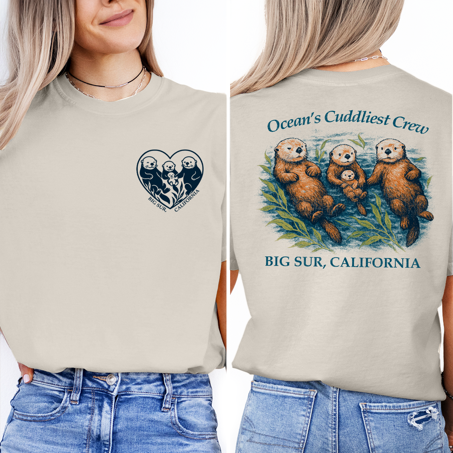 Vintage Big Sur California Otter T-Shirt – Ocean’s Cuddliest Crew Graphic, Sea Otter Wildlife Souvenir Tee