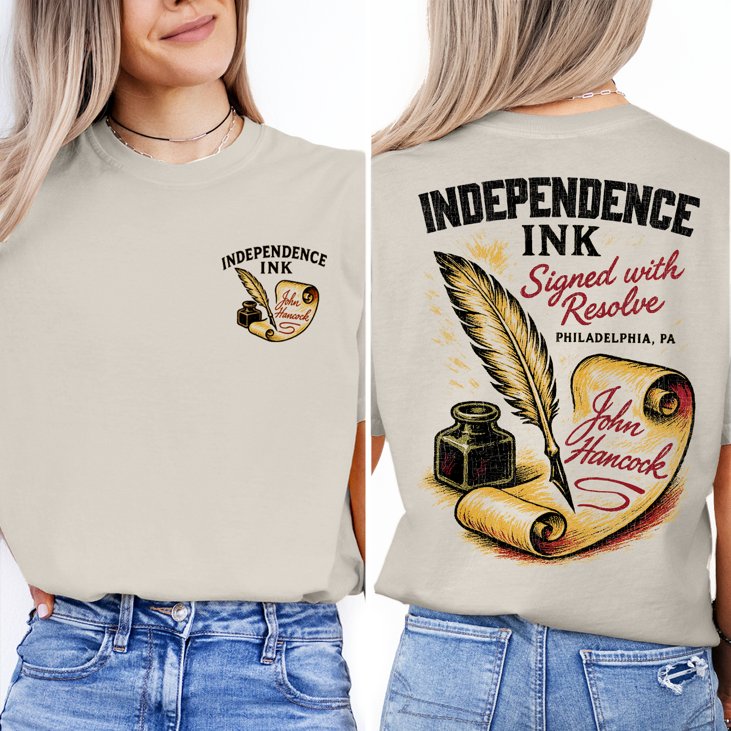 Independence Ink T-Shirt | Philadelphia History Tee | John Hancock Signature Shirt | Vintage American Revolution Gift